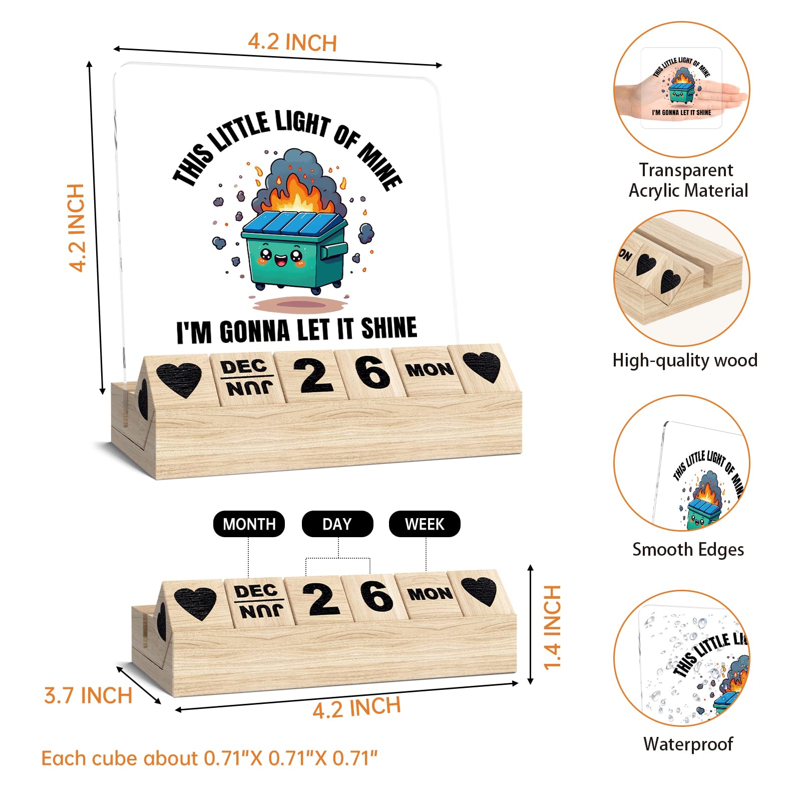 Dumpster Fire Desk Accessories Calendar, Inspirational Gifts for Women Men Friend, Thank You Gifts for Coworker Teacher Boss Off