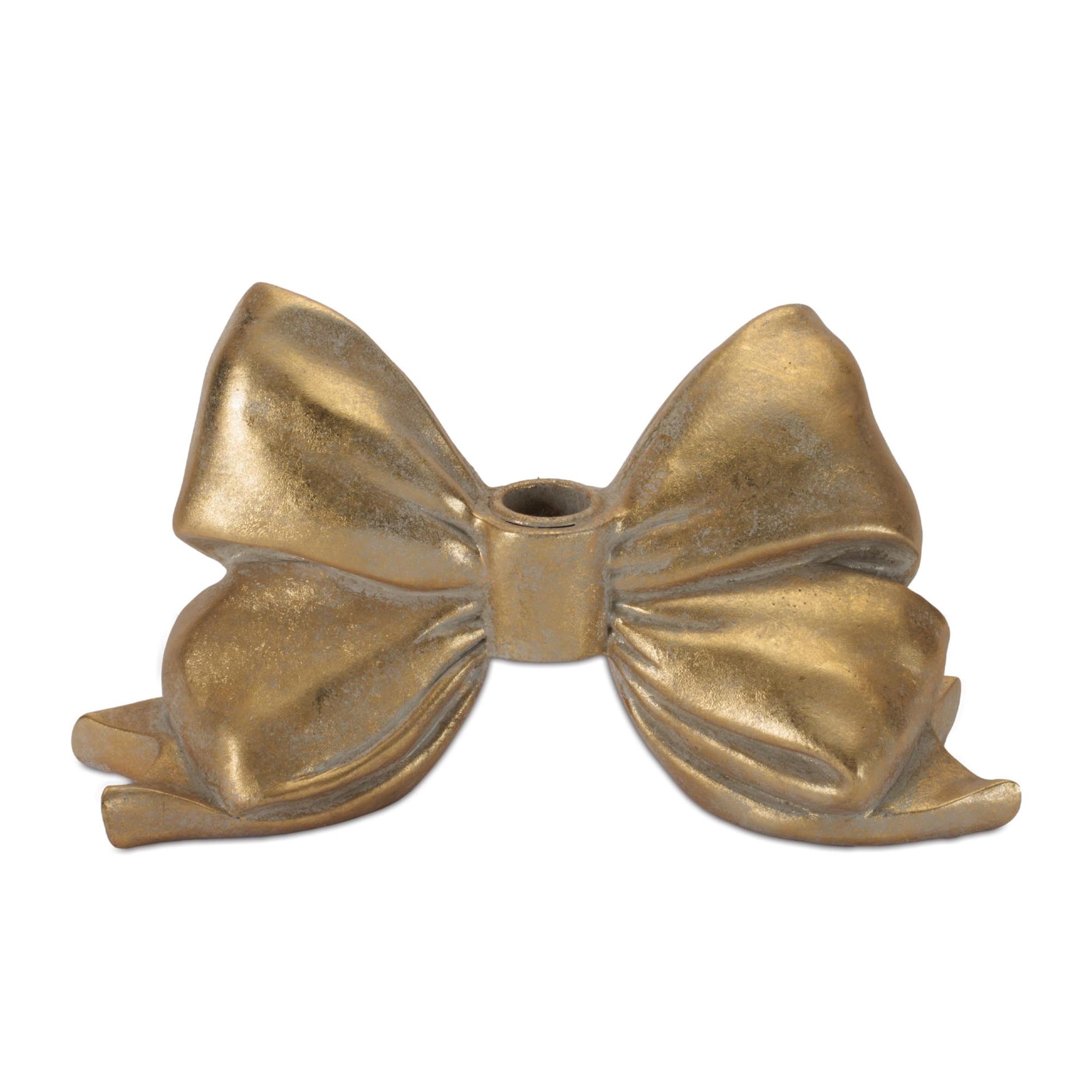 Bow Taper Candle Holder 5H Resin
