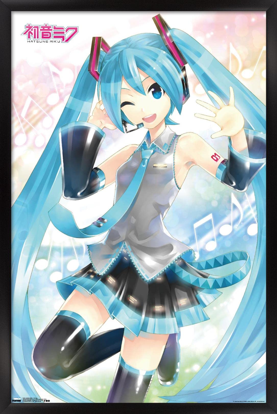 Trends International Hatsune Miku - Waving Wall Poster, 14.725'' X 22.375'', Black Framed Version