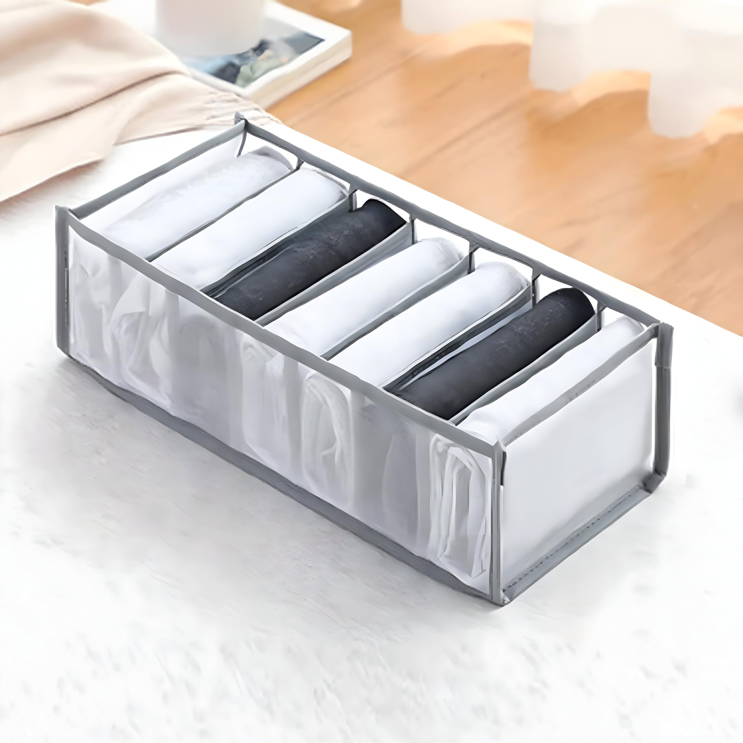 Small Cloth Organizer With 7 Grids  Compact Fabric Storage Solution With 7 Compartments For Drawers, Desk, And Travel  Mini 7