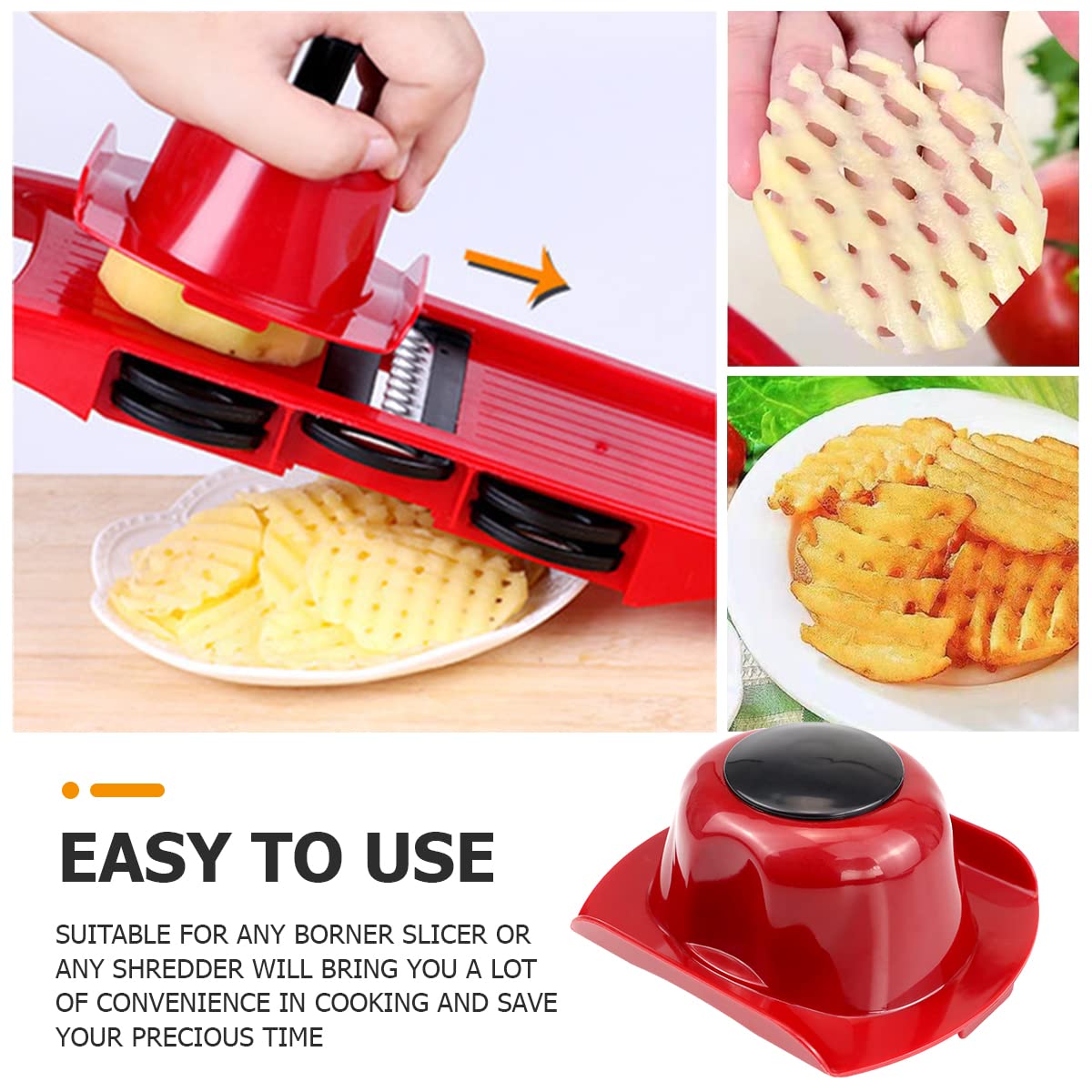 DOERDO Food Safety Holder for Mandolin Slicer, Red Plastic Finger Guard, 4.8"x3.5", Model DD-Food Slicer-red-US