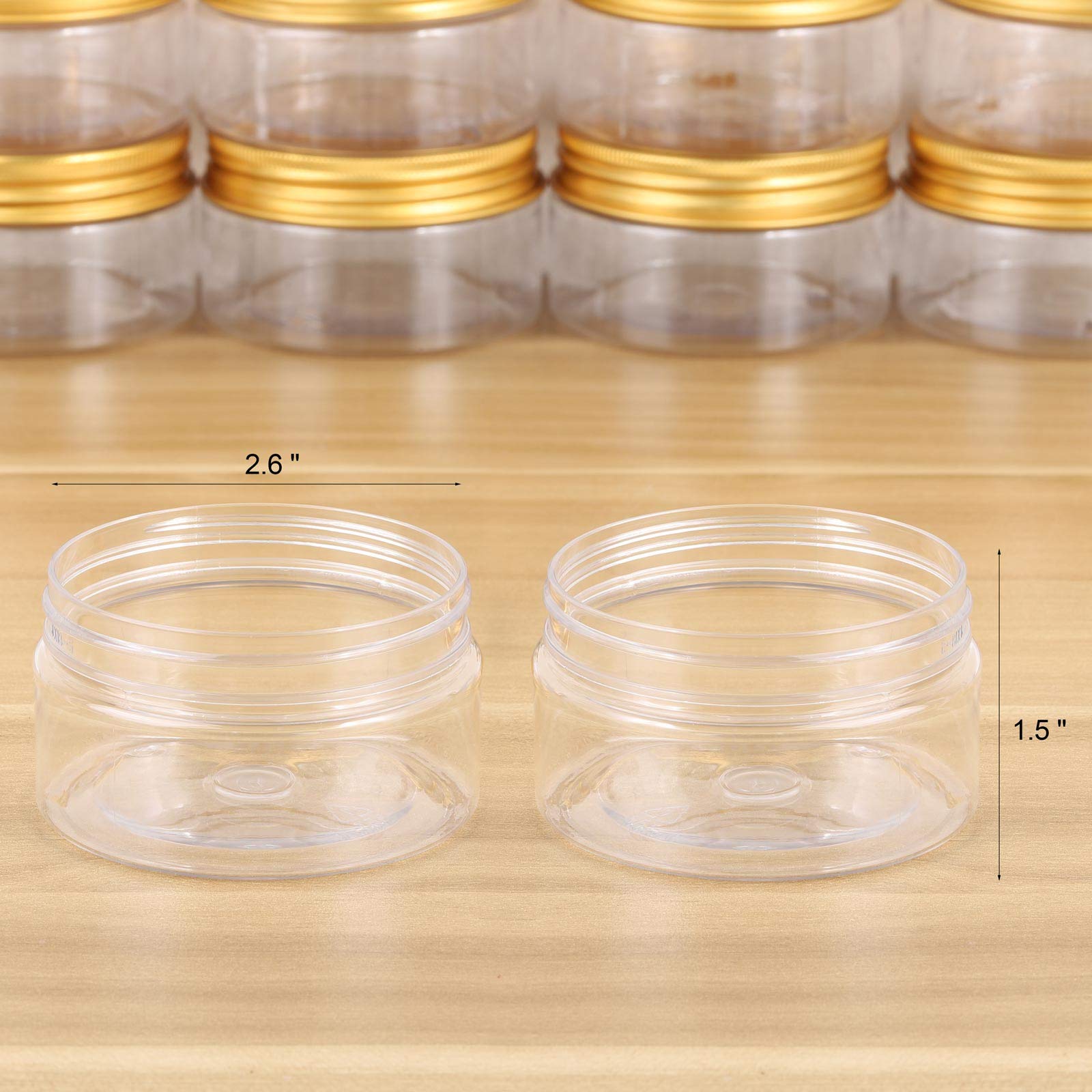 Tecbeauty 12-Pack 100Ml Empty Clear Plastic Slime Storage Favor Jars For Beauty Products, Diy Slime Making, Gold