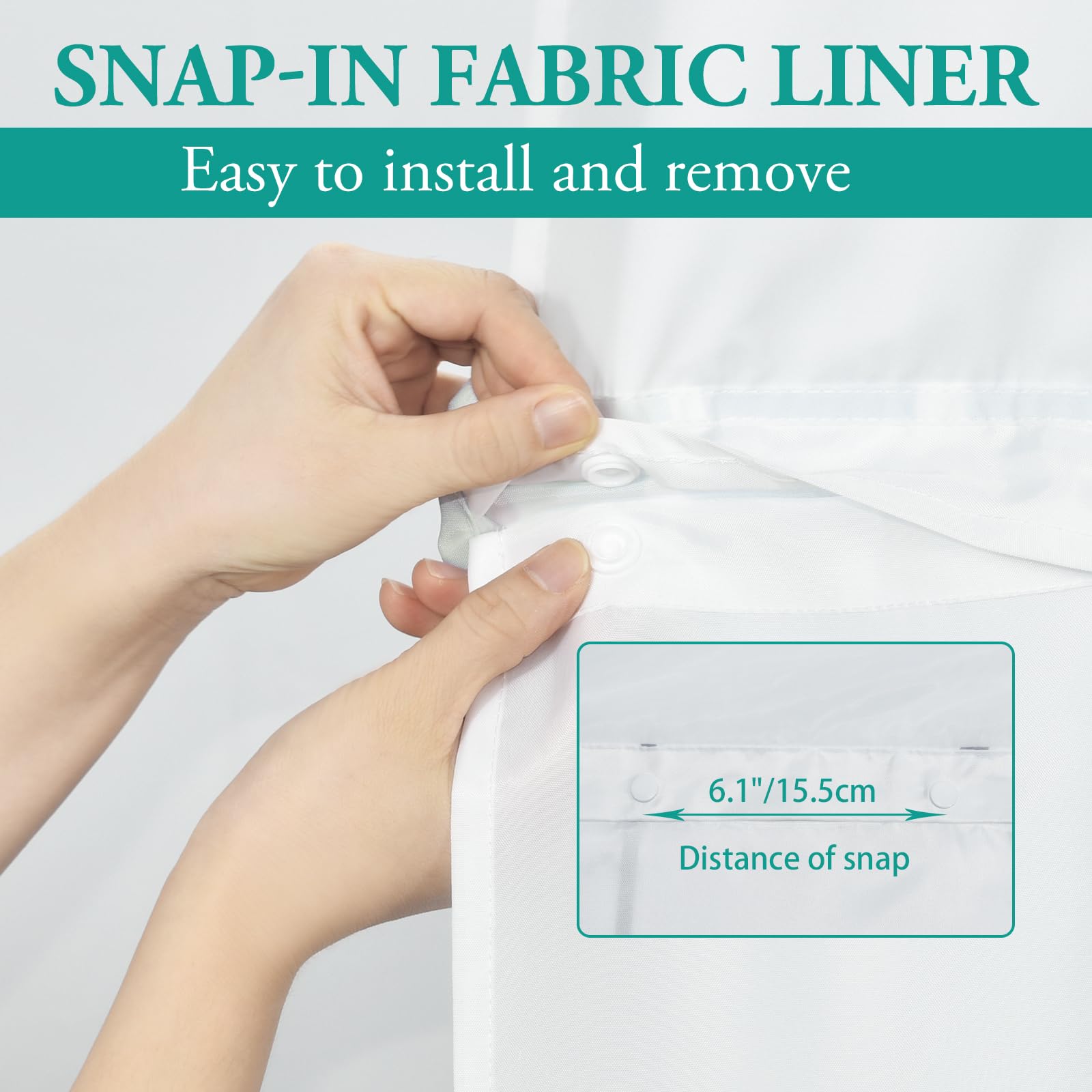 Lxbni No Hook Ombre Green Striped Shower Curtain With Snap In Fabric Liner Set - Hotel Shower Curtain And Liner Set With See Thr