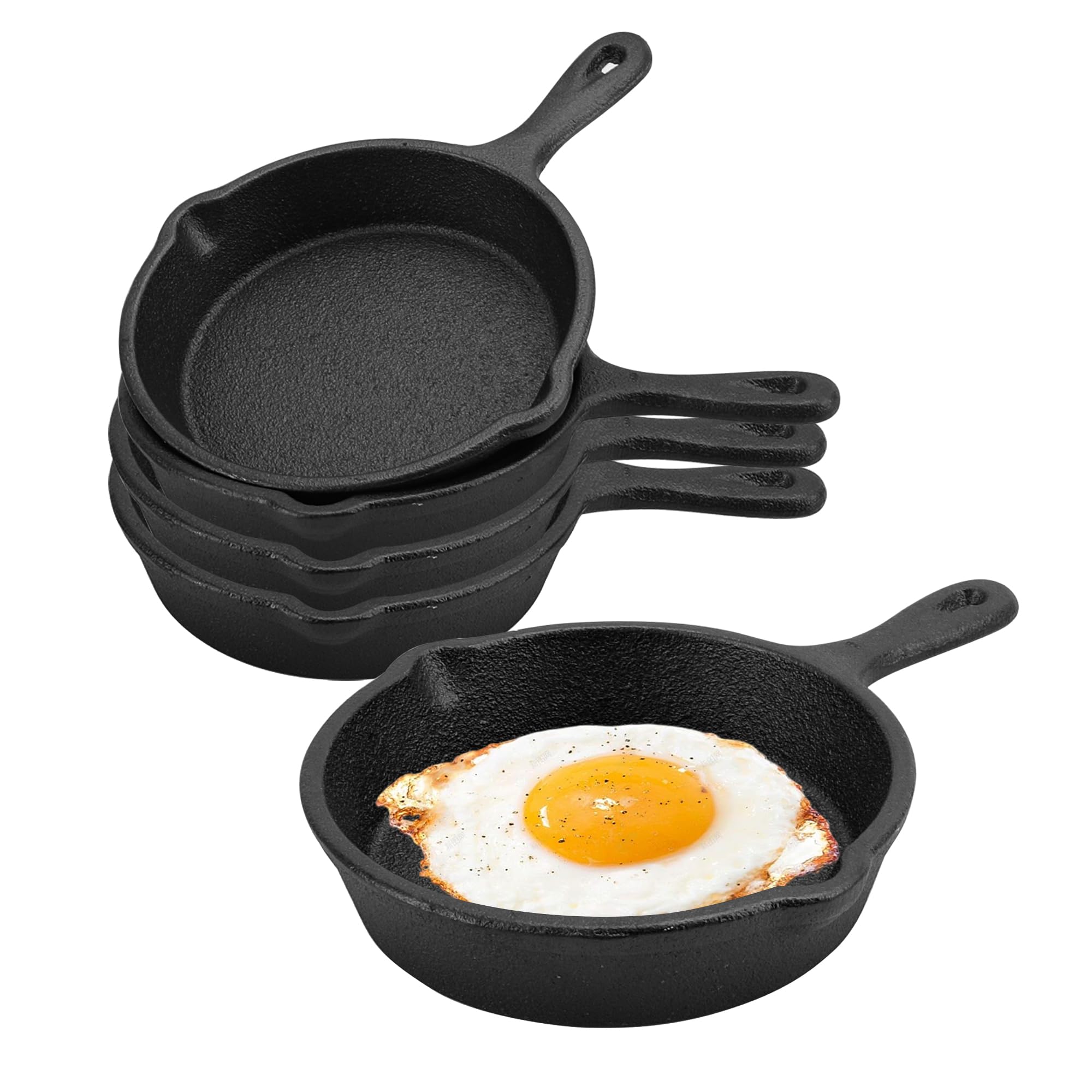 KEJJNYER 4 Pack Black Cast Iron Skillet 6 Inch, Nonstick