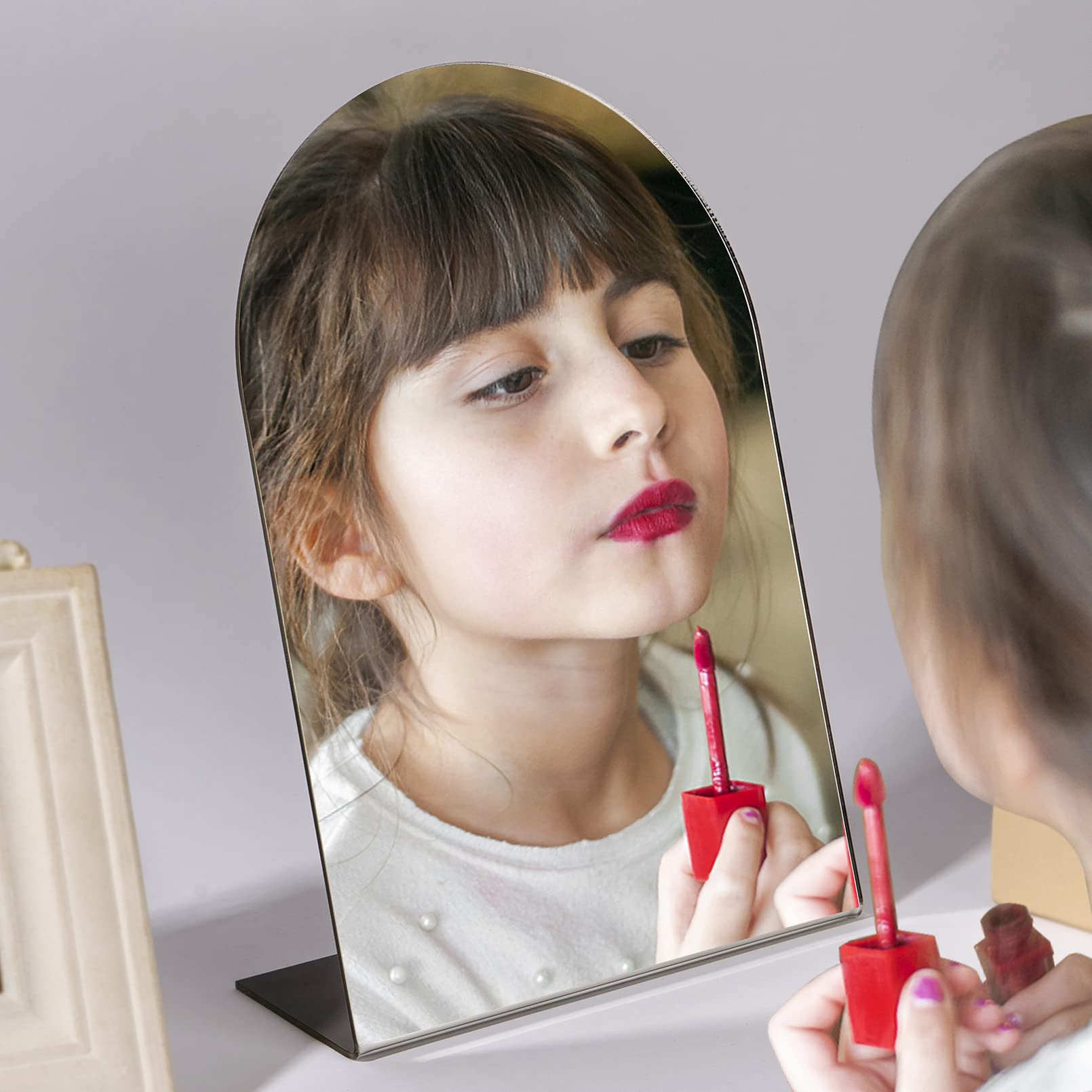 Table Mirror For Desk Vanity Mirror Makeup Organizer Mirror Unbreakable Mirror Travel Makeup Mirror, Portable Countertop Mirror