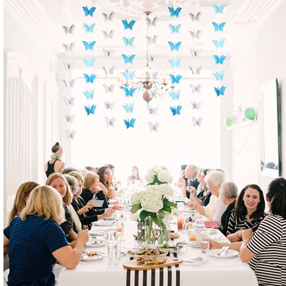 Zilue Butterfly Banner Decorative Paper Garland For Wedding Baby Shower Birthday Theme Decor 110 Inches Long Pack Of 2 Pieces Wh
