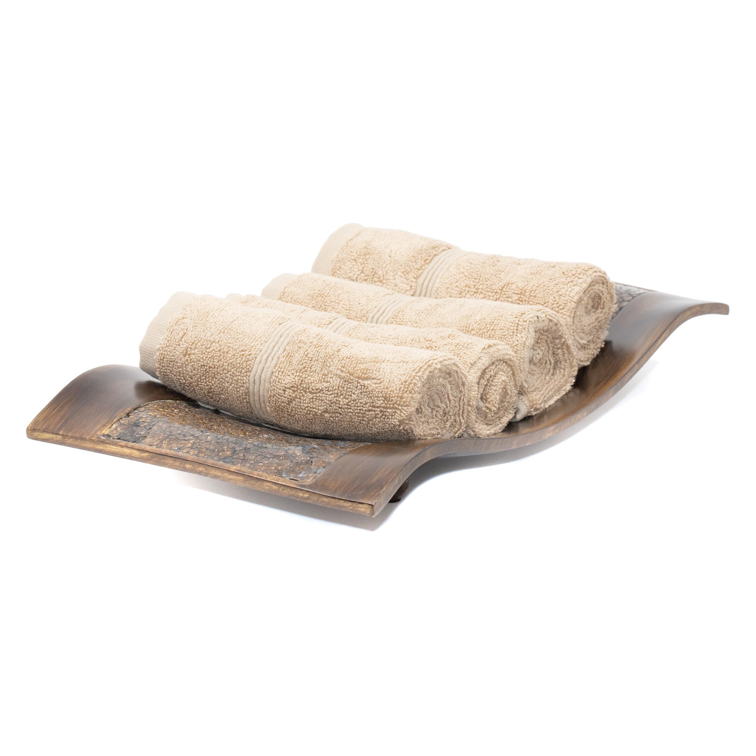 Mosobam 700 GSM Hotel Luxury Washcloths 13X13  Set of 4  Light Taupe  Turkish Baby Bath Towel  Face Washcloth  Viscose Made from Bamboo - Turkish Cotton
