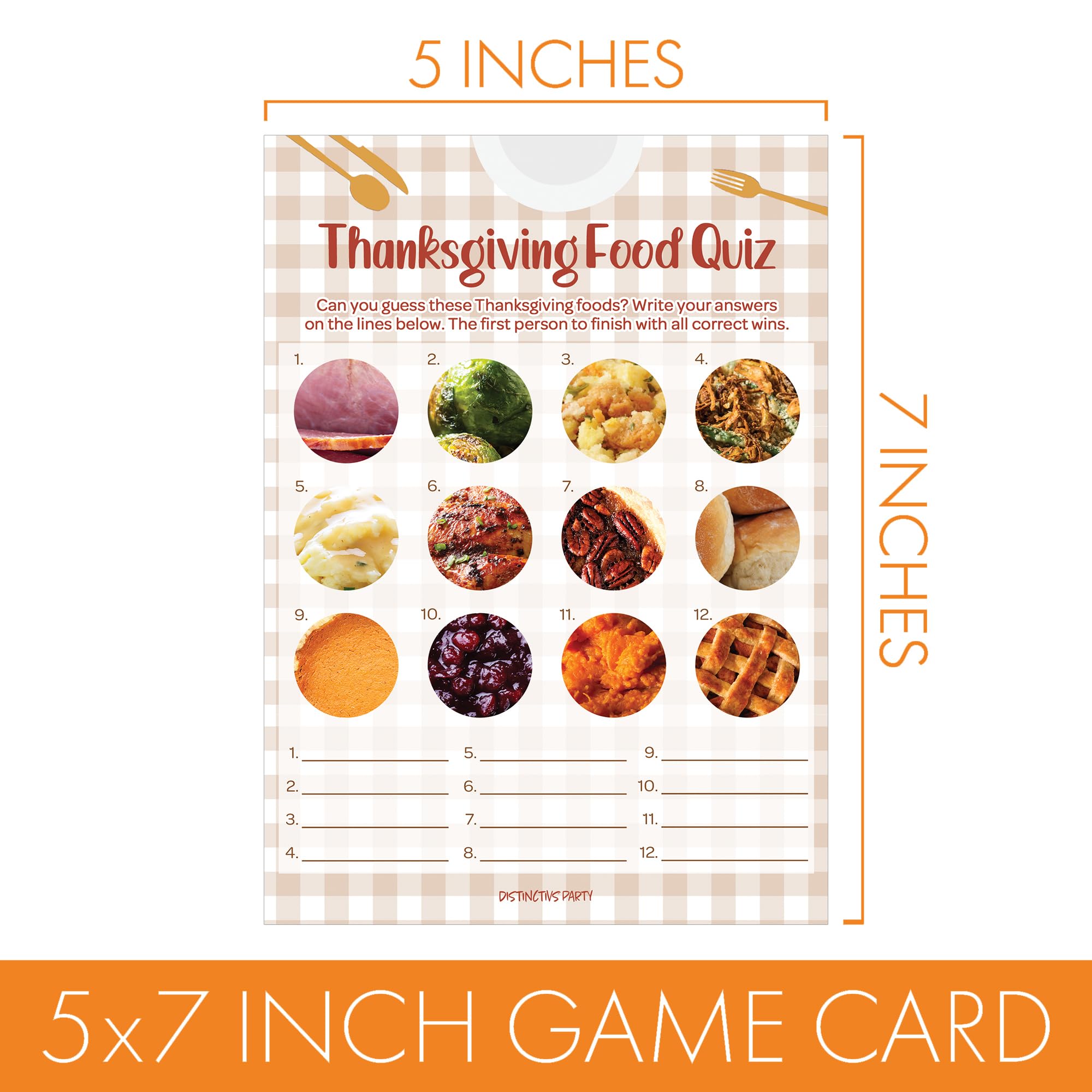 DISTINCTIVS Thanksgiving Party Games, Turkey Emoji Game and Thanksgiving Food Quiz 2 Game Bundle - 25 Dual Sided Cards