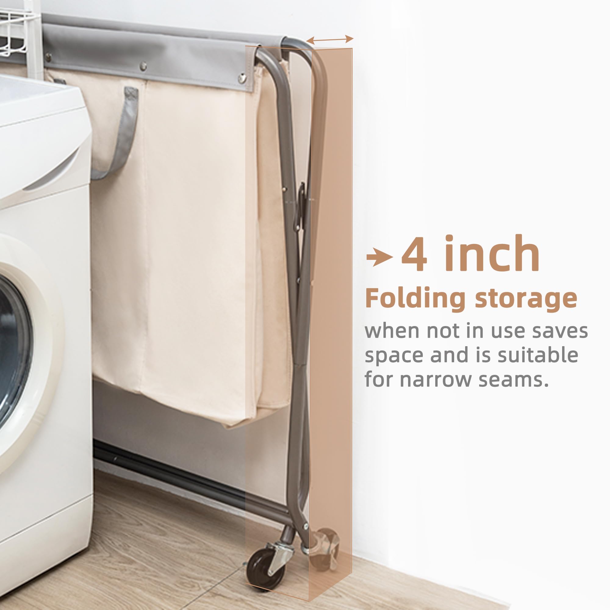 Storage Maniac 160L Collapsible Laundry Hamper With Wheels, Rolling Laundry Basket, Heavy Duty Laundry Sorter With Removable Bag