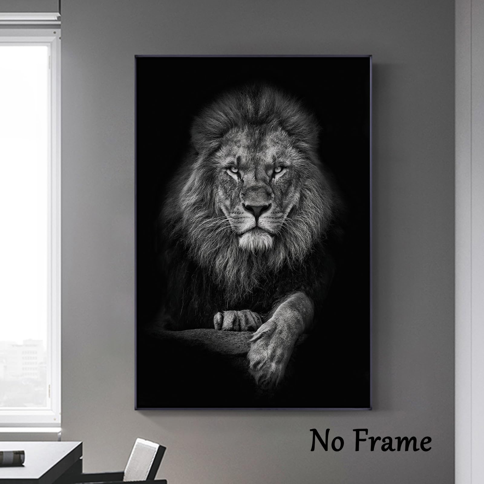 Black And White Lion Canvas Wall Art Animal Prints Portraits Lion Head Wall Art Painting Black And White Animal Posters Lion Por