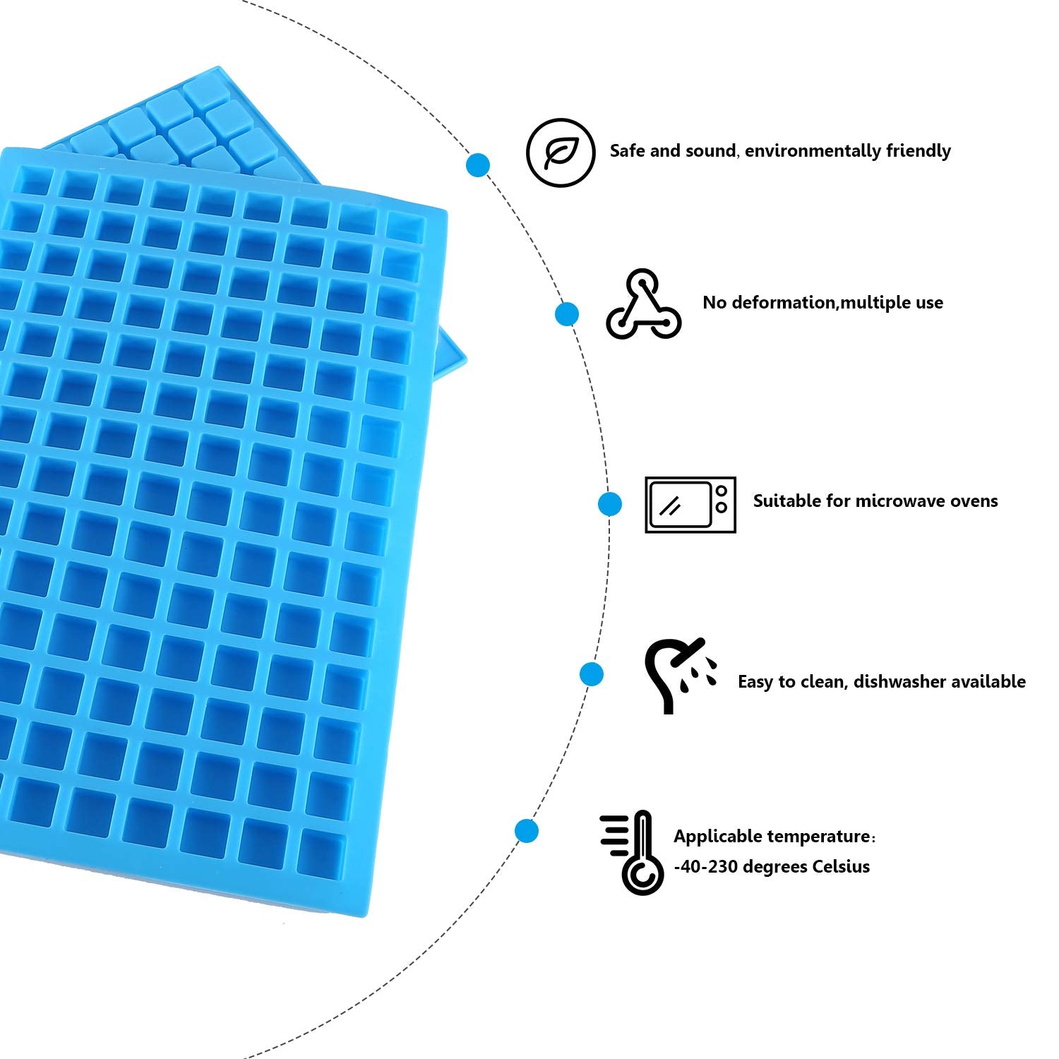 Difenlun Silicone Candy Molds, 2 Pack 126-Cavity Mini Square Chocolate Molds For Gummy Jelly Truffles Pralines Caramels, Ice Cub
