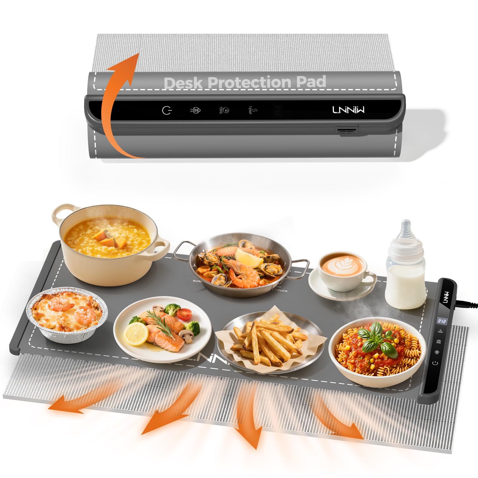 Extra Large Food Warming Mat with Heat-Resistant Pad, 36X15 Inch