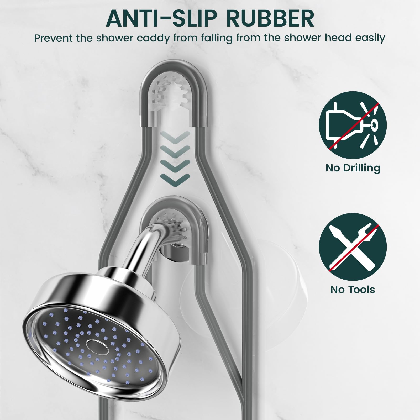 Reinhardt Shower Caddy Hanging Adjustable, Extended Length Rustproof Shower Caddy Over Shower Head With Hooks Soap Holder, Large