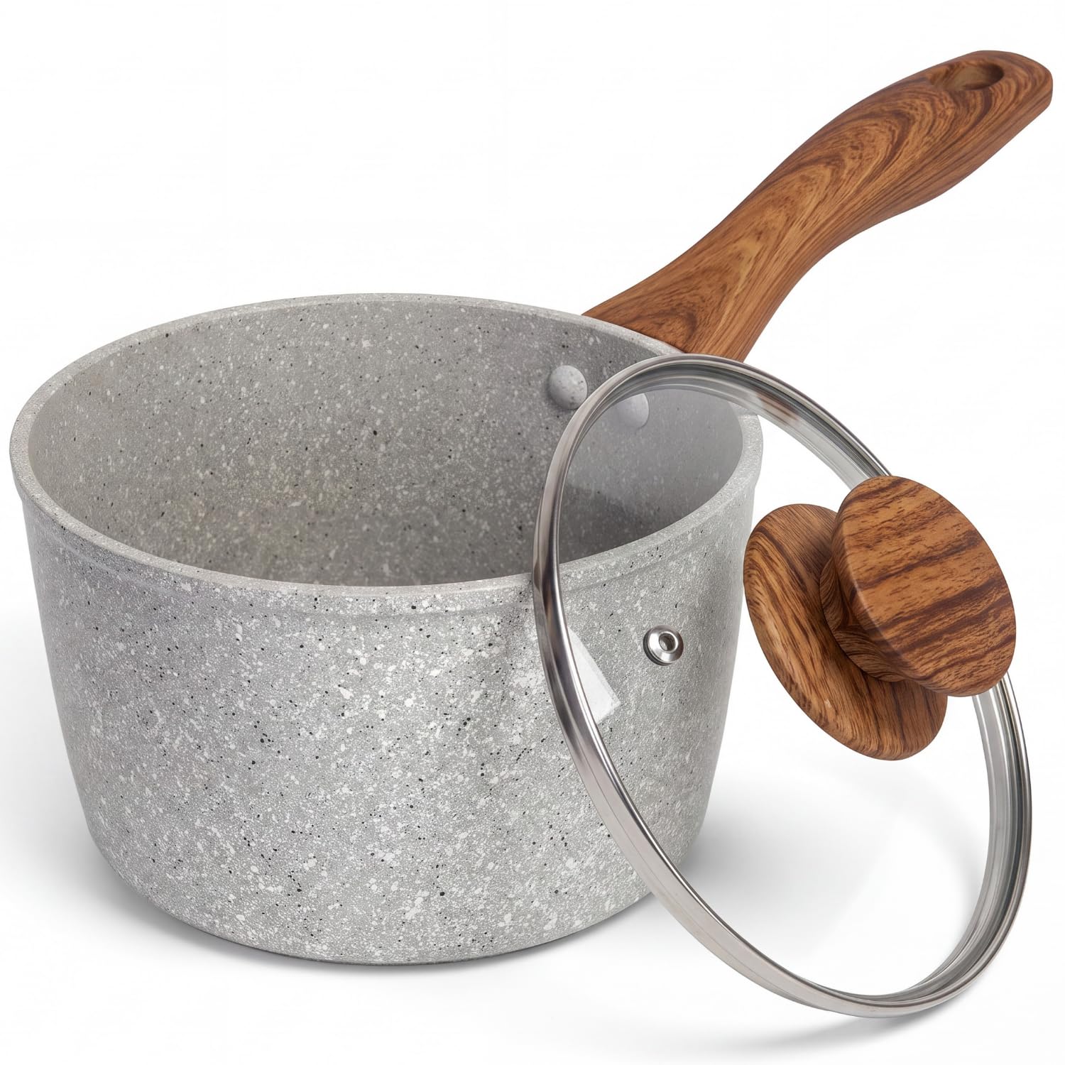 SALFORD 1.8 Quarts Aluminum Saucepan Glass Lid, PFOAFree
