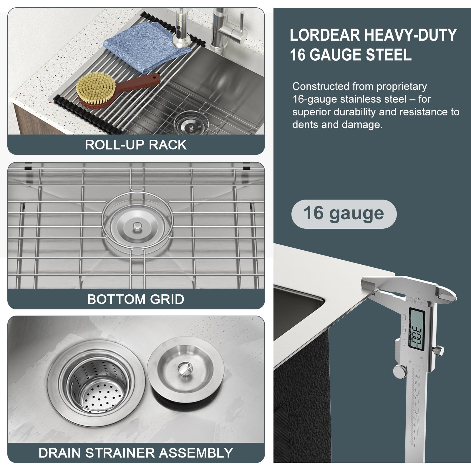 Lordear Drop In Laundry Sink 22X22X12 Deep Utility Sink Drop-In Topmount Single Bowl Sink 16 Gauge Stainless Steel Laundry Room
