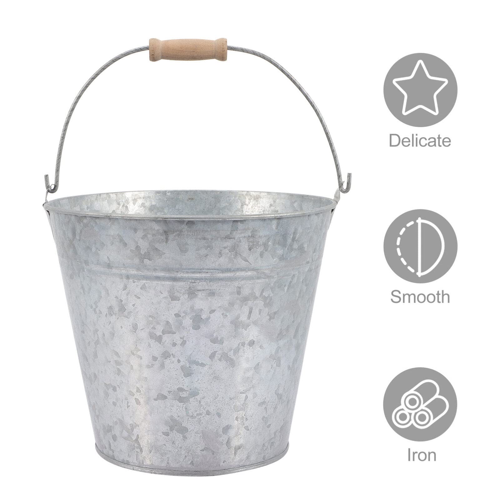 Alipis Small Galvanized Metal Buckets With Handles Rustic Farmhouse Tin Pails Flower Pots Planters Ice Bucket Vase Ash Bucket Pe