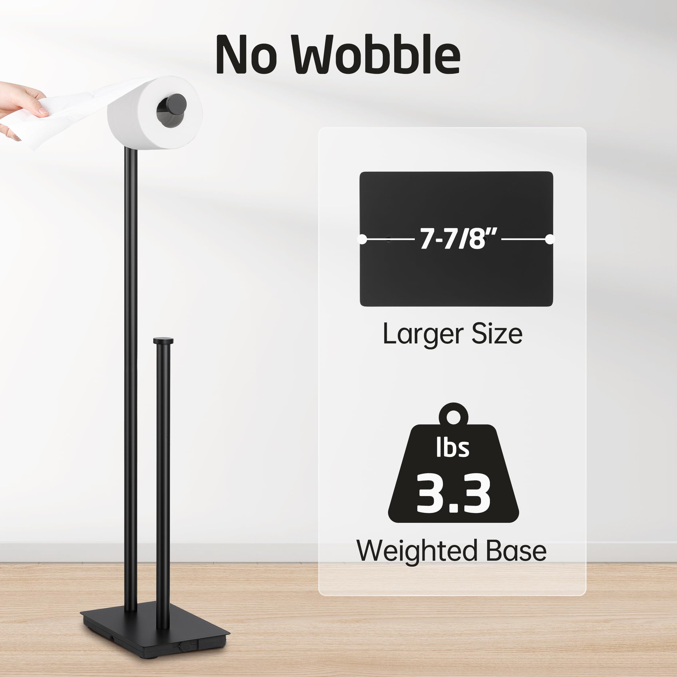 Kes Freestanding Toilet Paper Holder With Reserve For Bathroom With Weighted Base, Modern Tissue Roll Holder Stand 29 H, Sus304