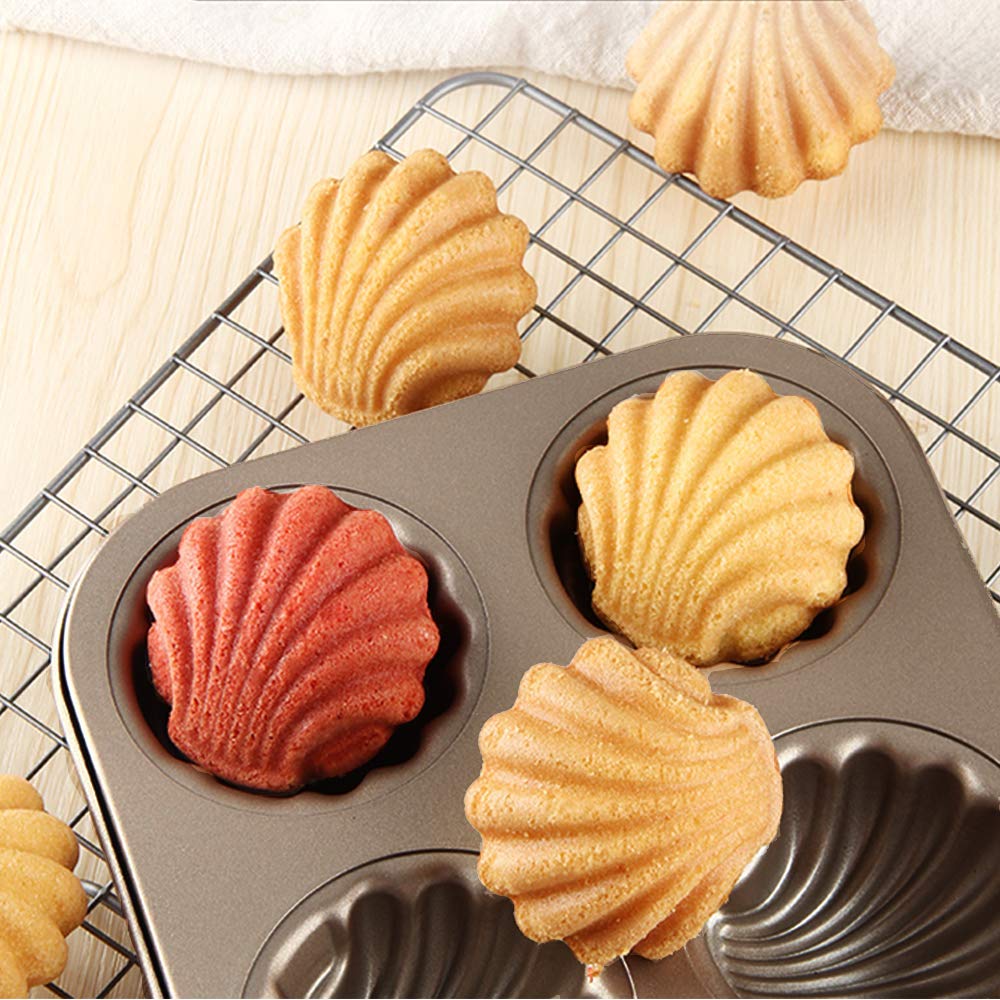 Webake Non-Stick Madeleine Pans Carbon Steel Cake Pan French Dessert Mold Spherical Scallop Madeline Bakeware 2 Pack Set