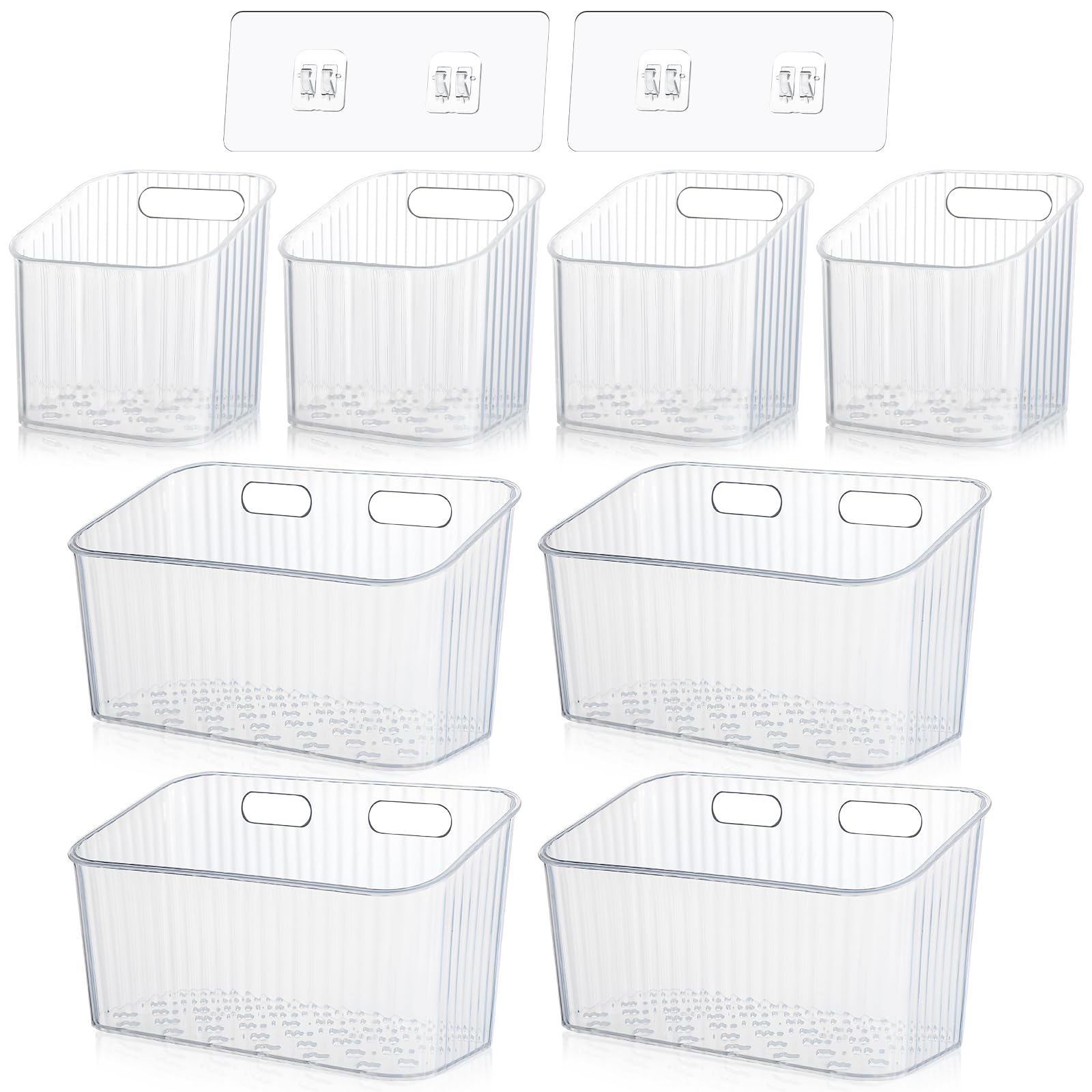 SiliFine 8 Pcs Cabinet Door Organizer Bin Wall Mount Organizer,3.54,Clear