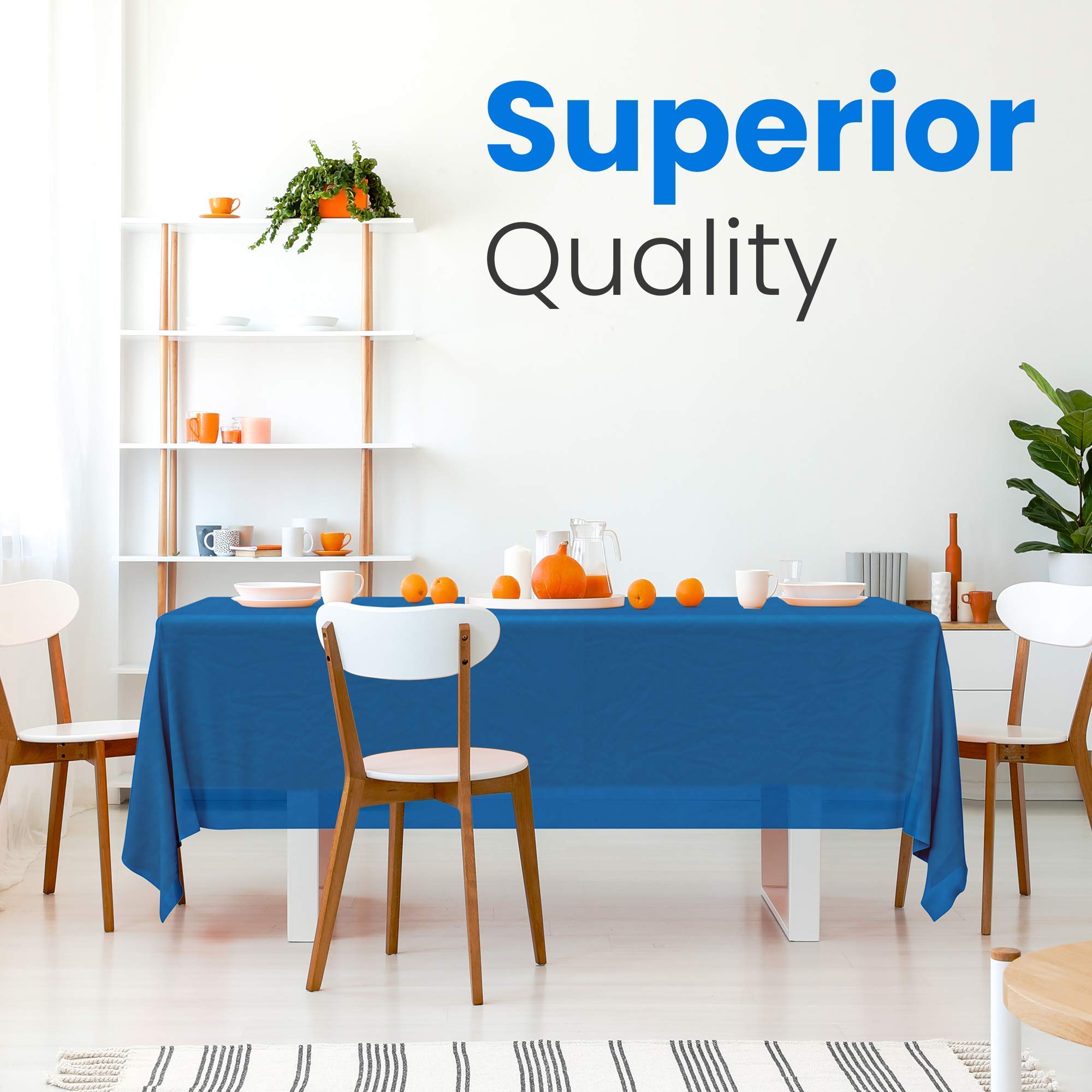 14 Pack Premium Blue Plastic Tablecloth - 54 X 108 In. Disposable Rectangle Plastic Table Cloth - Decorative Rectangle Table Cov