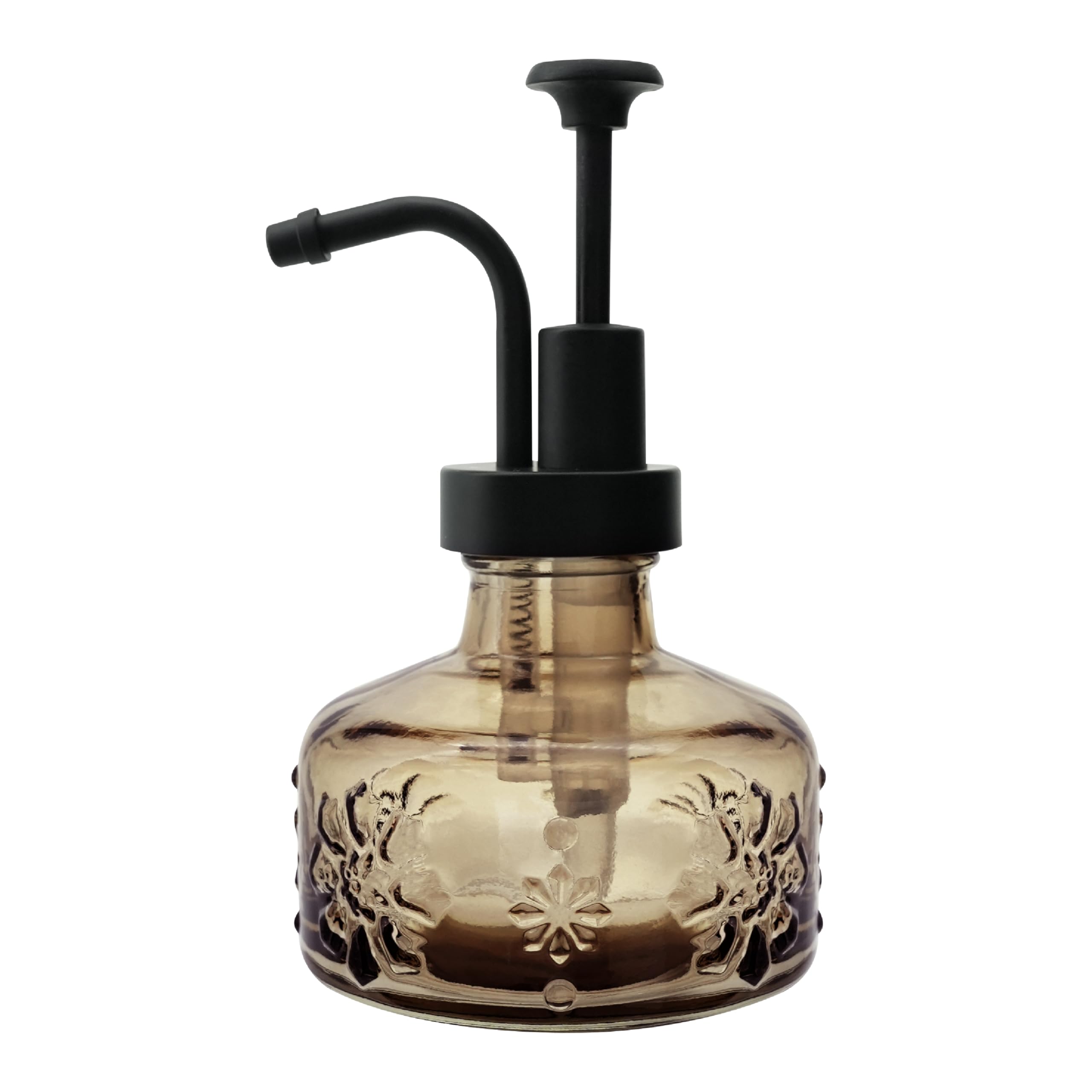 SEICASAYA Cute Mini Glass Soap Dispenser with Pump, 6oz Vintage Gothic Style, Colored Thick Glass, for Bathroom or Vanity Decor 