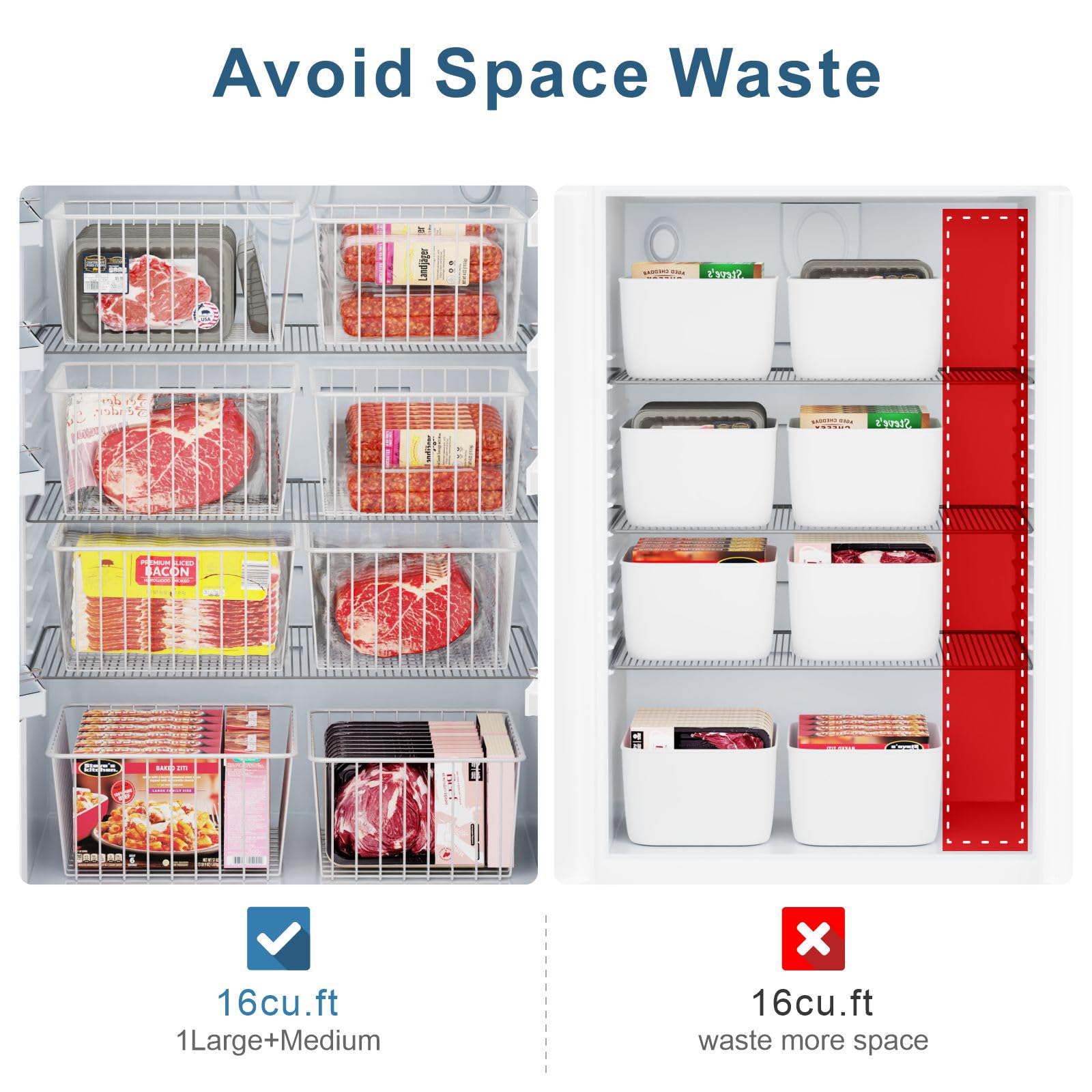 Wire Storage Baskets, Ispecle 4 Pack Large Metal Wire Baskets Pantry Organization And Storage With Handles, Freezer Organizer Bi