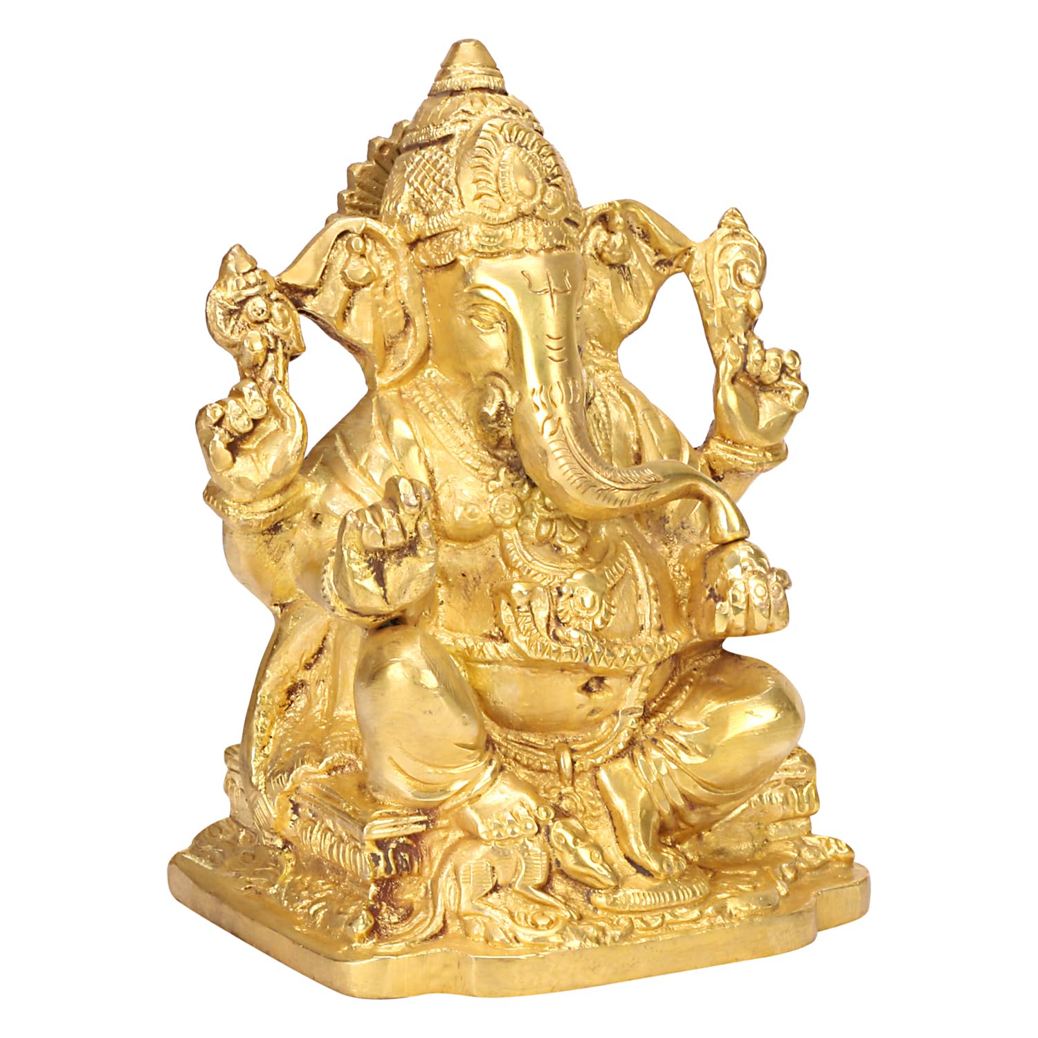 Apko Lord Ganesha Brass Idol Statue For Pooja Home Dcor Gifts, God Ganesh Sculpture Diwali Decoration Items 6 Inches