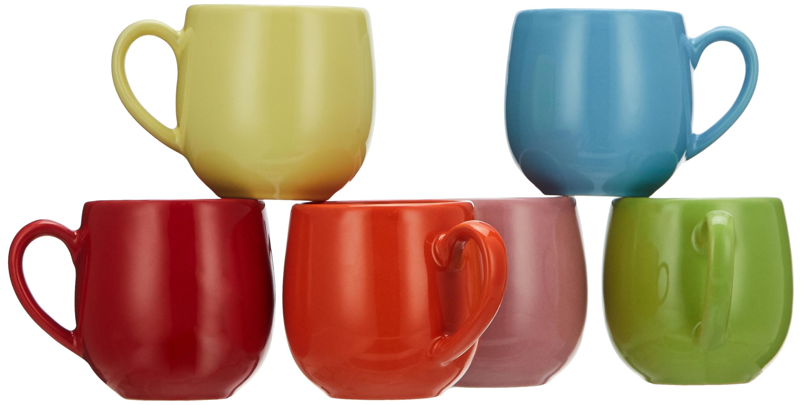 Amazon Brand - Solimo Ceramic Coffee Mugs | 100% Food Grade | Microwave Safe (180 Ml, Set Of 6, Multicolour)