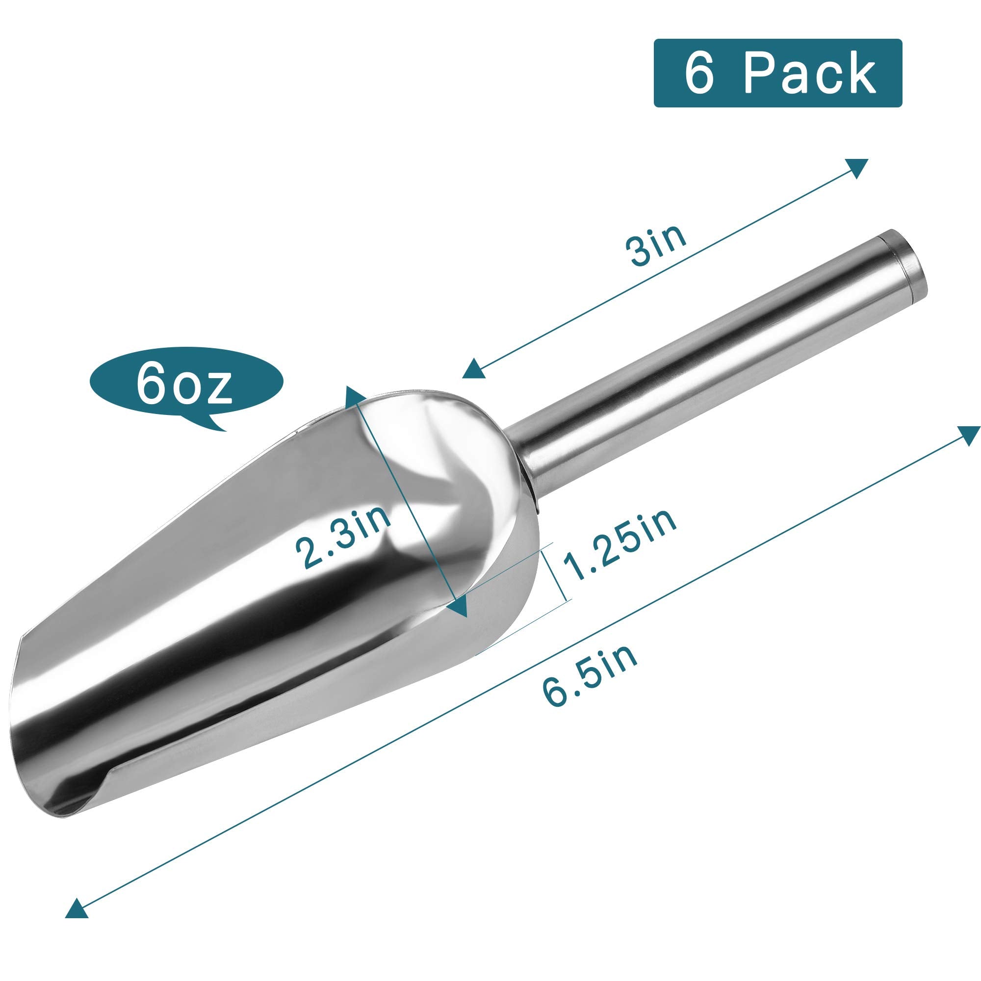 Mini Ice Scoop, 6 Ounce 6 Pcs Stainless Steel Ice Scoop Small Metal Food Scoop For Home Kitchen Shop Popcorn Candy Coffee Beans,