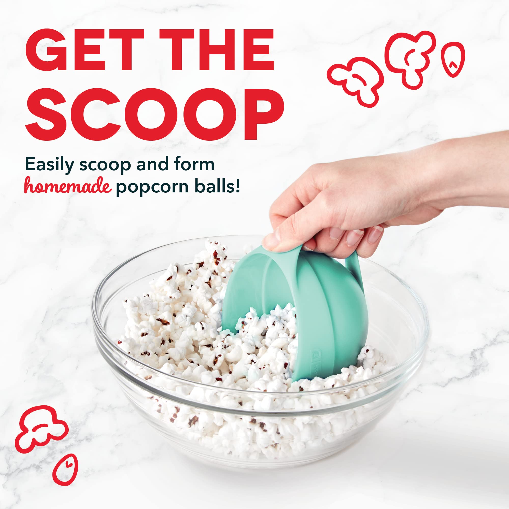 Dash Popcorn Ball Maker, Set Of 4 (Aqua Multi-Color)