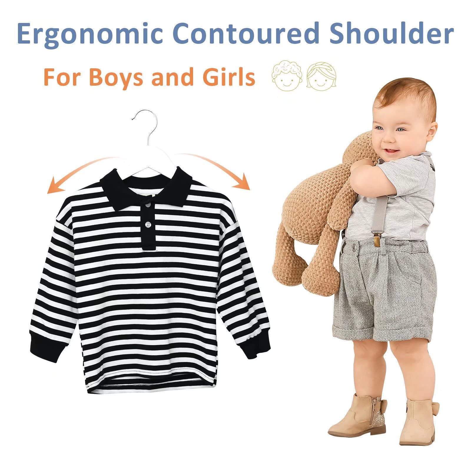 Fairyhaus Kids Hangers 20 Pack 12.8 Inch, Solid Wooden Baby Hangers For Closet, Anti-Rust 360 Swivel Hook, Notches & Smooth Fini