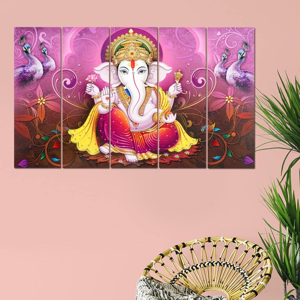 Maxstone Ganpati Wall Painting (50 x 30 Inches) Big Size Multiple Frames Wall Art for Living Room, Bedroom, Home, Office, Hotels