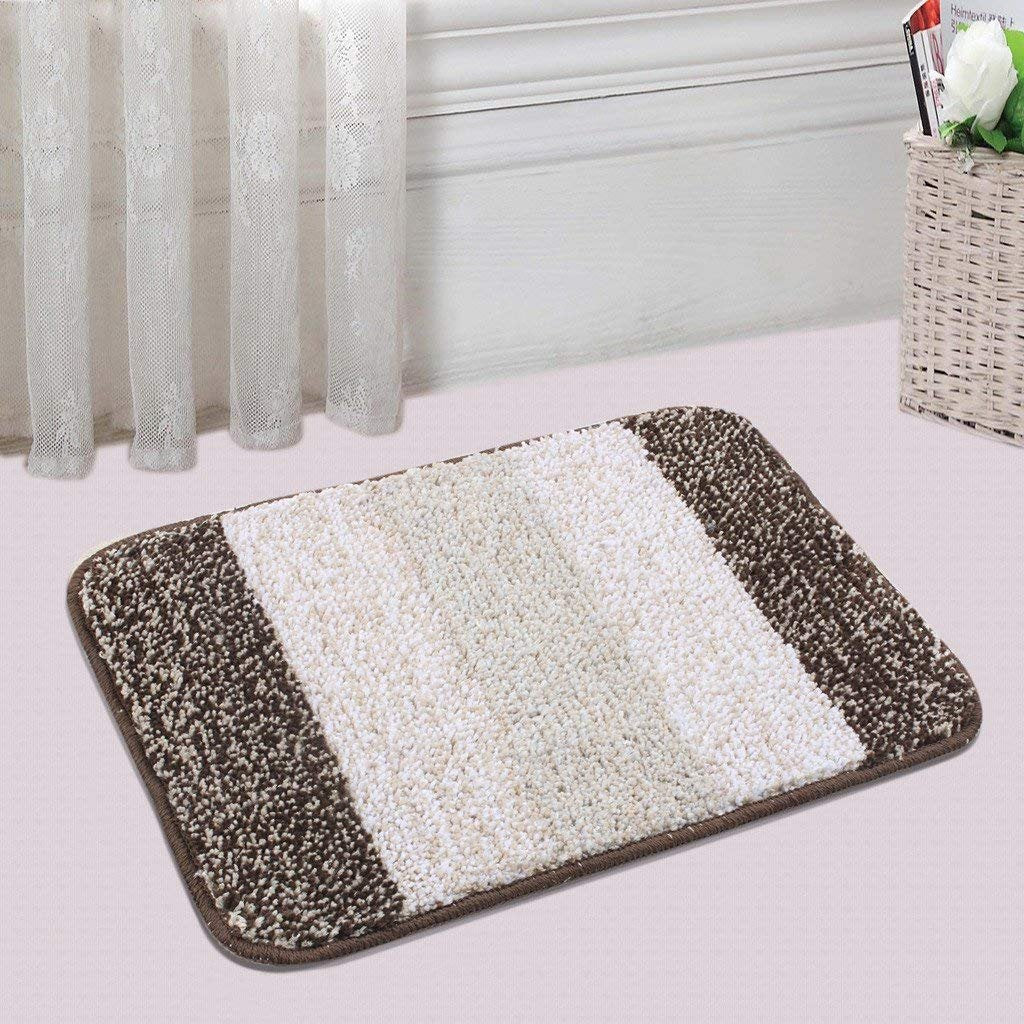 Saral Home Turquoise & Brown Soft Microfiber Anti-Skid Bath Mat (Pack Of 2, 35X50 Cm)