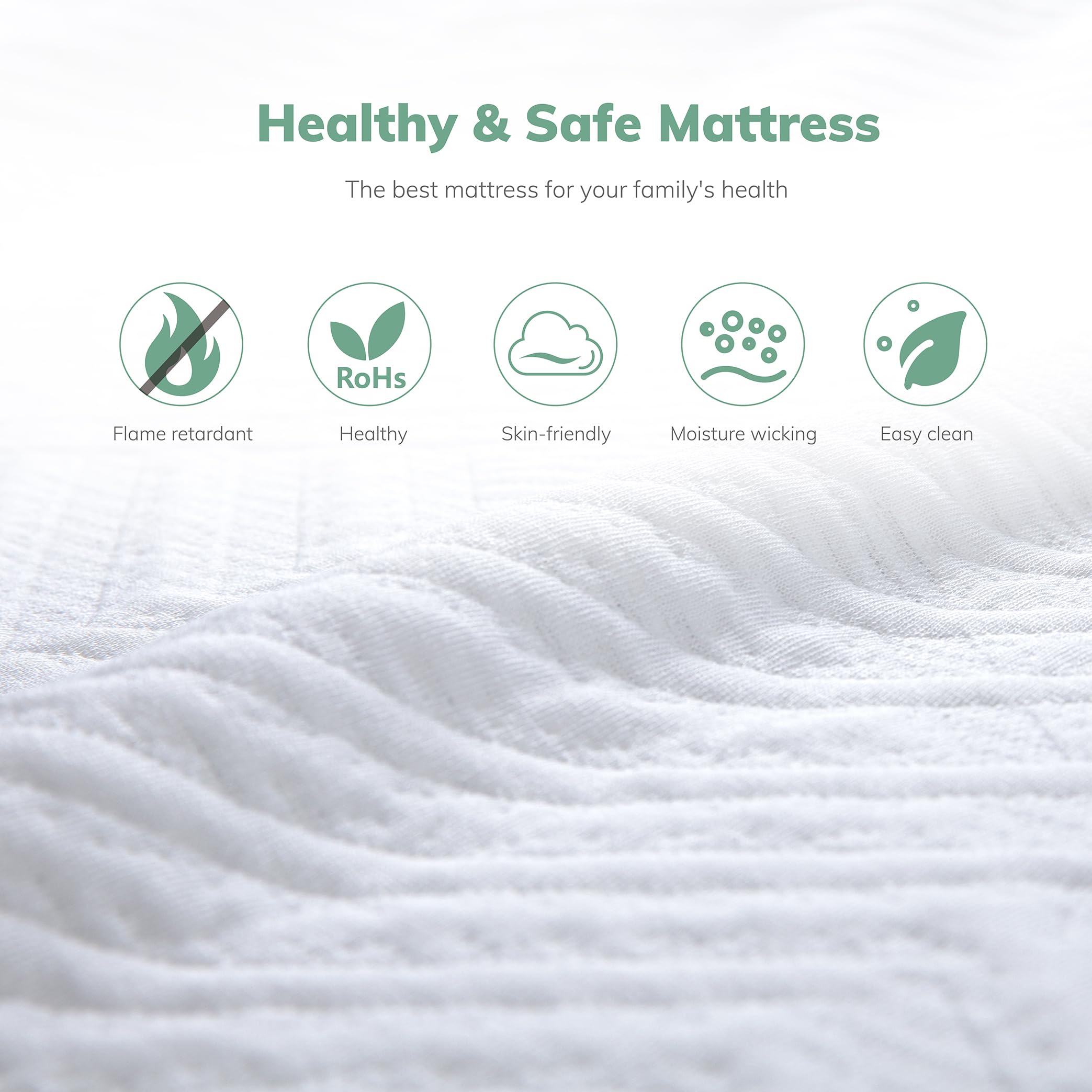 EGO White 10 inch King Memory Foam Mattress  Cooling Gel Green Tea Mattress Bed in a Box  CertiPUR-US Certified  76''?0''  Medium Firm