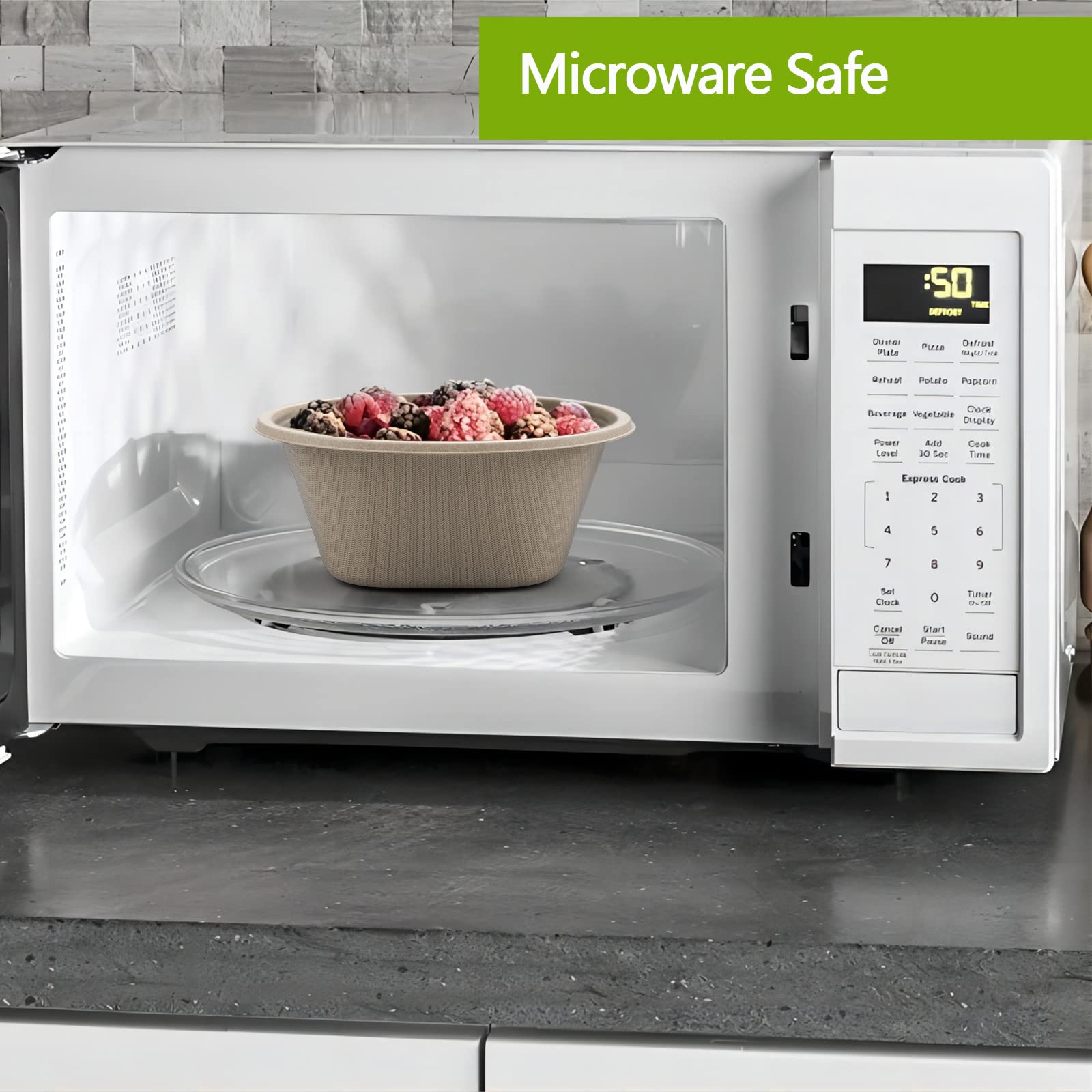 Homestockplus 32 Oz Deep Paper Bowls Disposable Soup Bowls Disposable Heavy Duty Compostable Bowls, Eco-Friendly Sugarcane Bagas