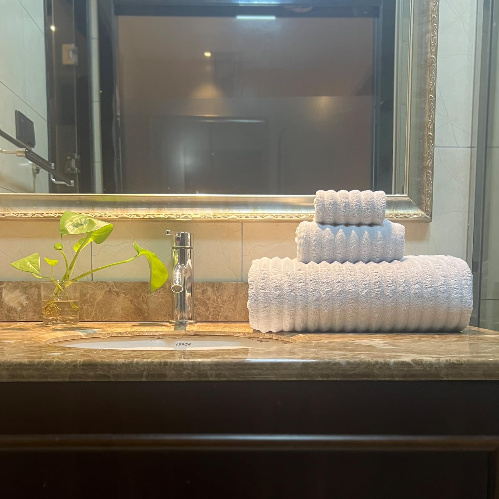 Ytyc 39X78 Inches Oversized Bath Sheets Towels Set Of 6 Large Towels For Bathroom Luxry Plush Super Soft Absorbent Stripe Hangin