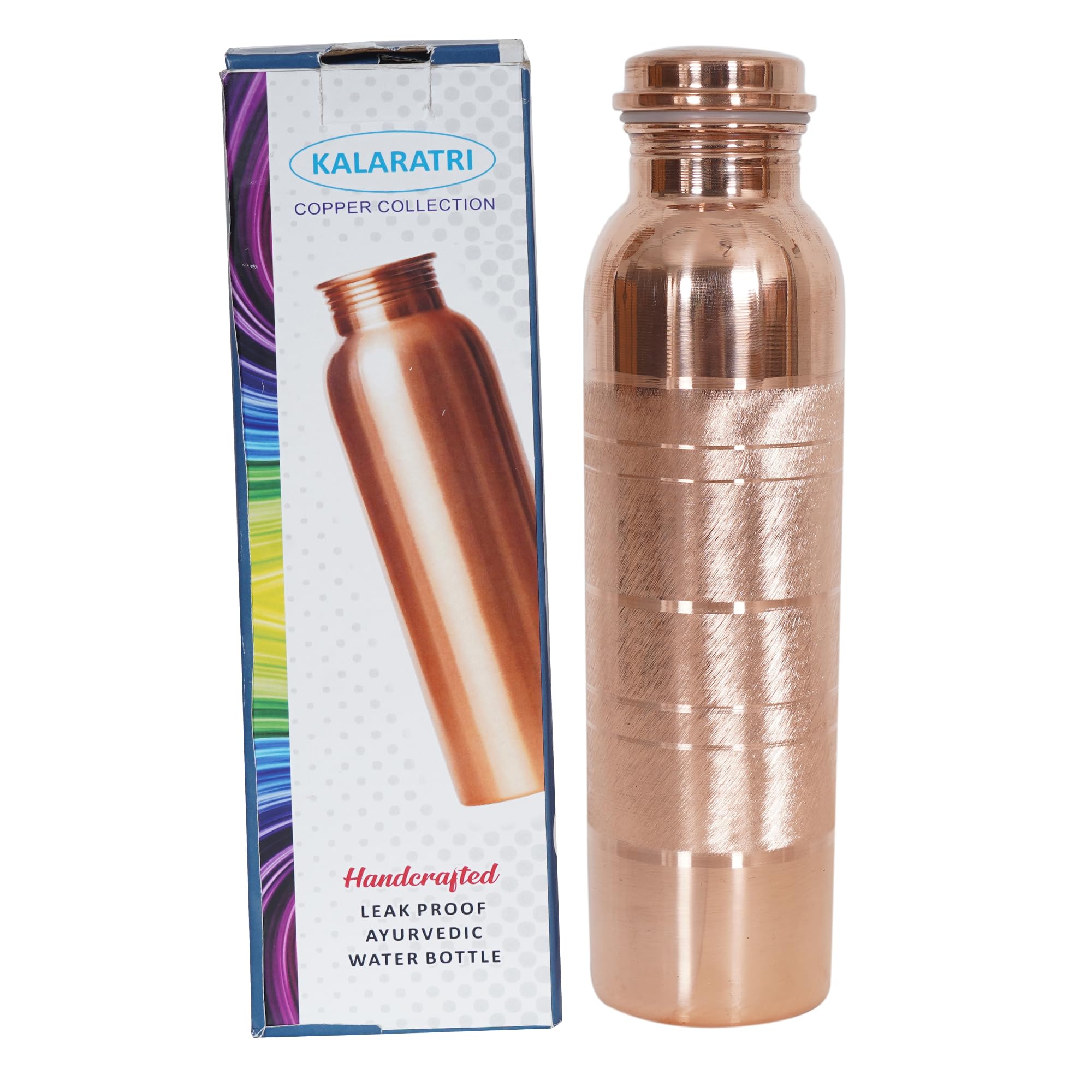 KALARATRI Pure Copper Water Bottle 34 Oz Copper Water Bottle - Leak Proof (34 Oz) (With Pitambari Powder)