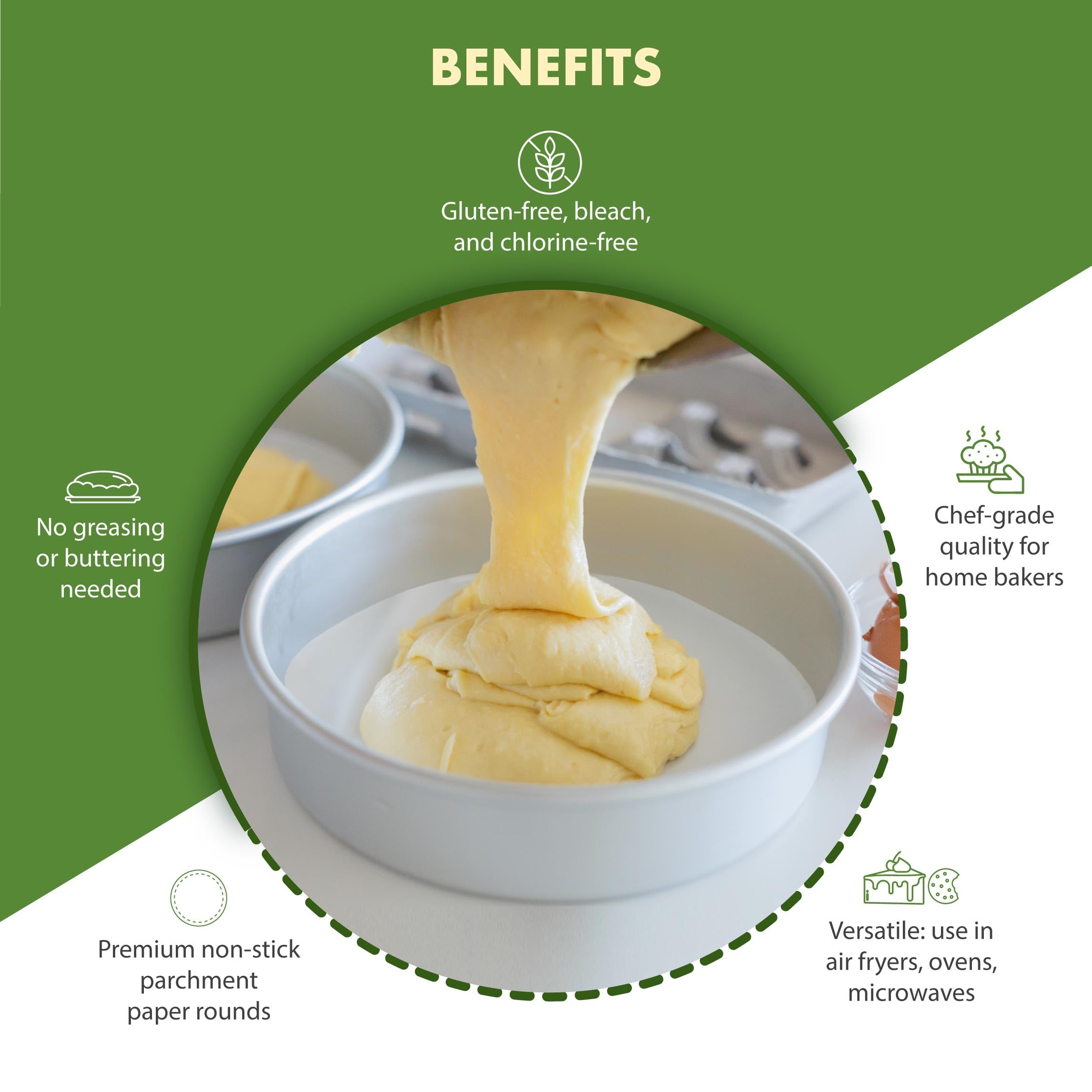 Regency Wraps Parchment Paper Circles For Round Cake Pans, Greaseproof Liners For Non-Stick Baking, 9'' (Pack Of 50), White