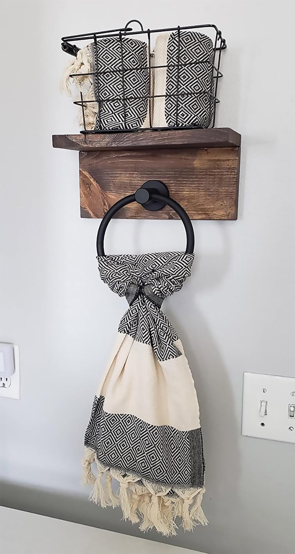 Bazaar Anatolia Turkish Hand Towels Set Of 2 Decorative Towels For Bathroom 100% Cotton With Hanging Loop Boho Farmhouse Decor K