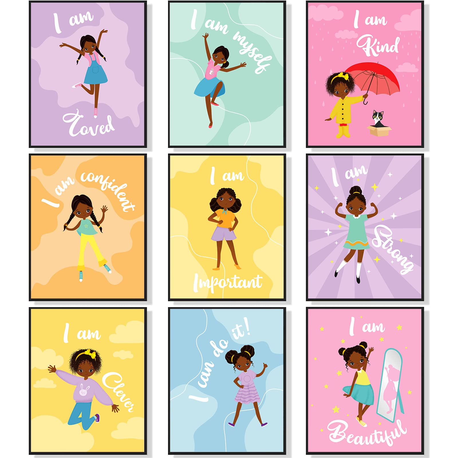 9 Pieces Motivational Black Girl Wall Decor Girls Room Decor African Girl Inspirationa Quotes Poster Unframed Black Girls Art Pr