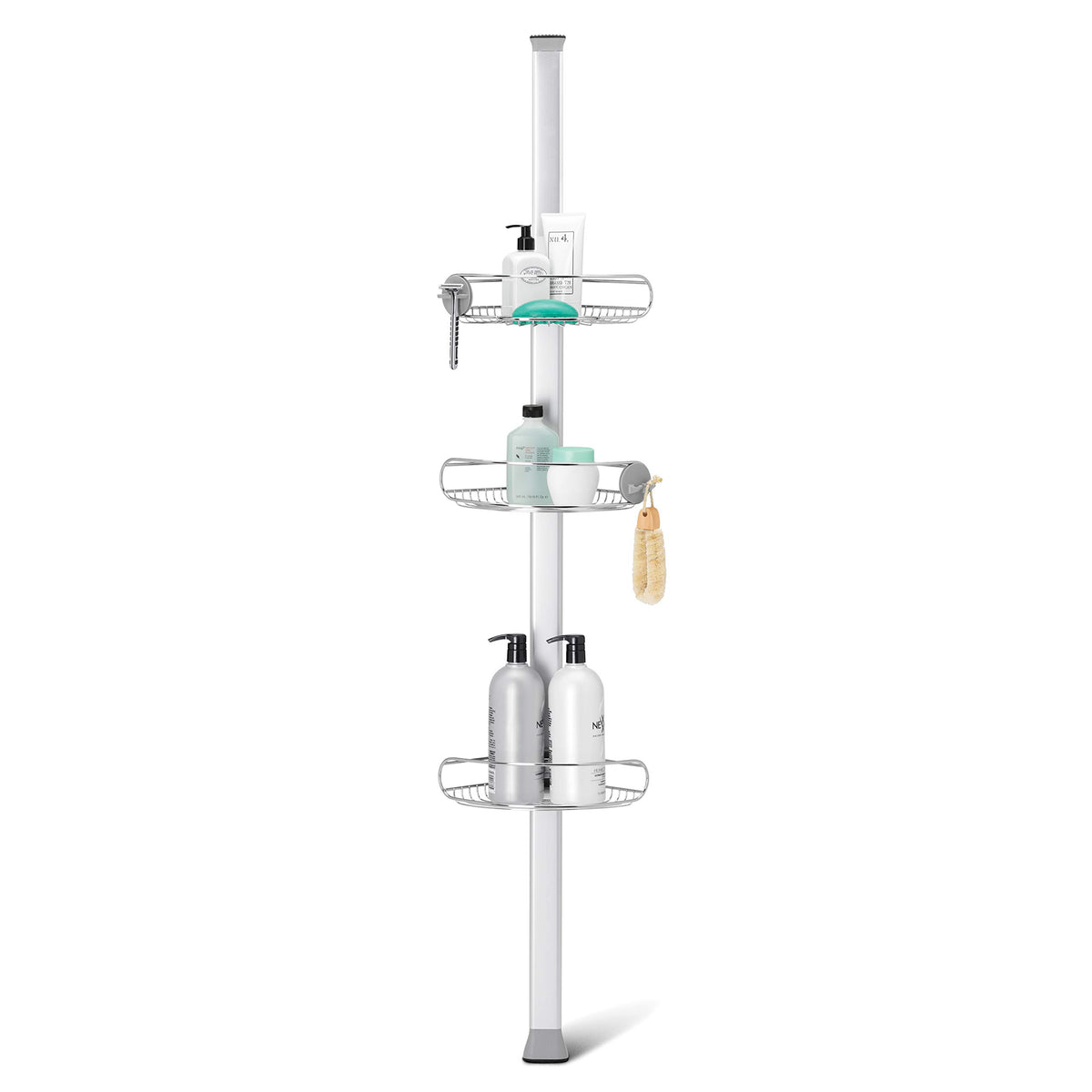 Simplehuman 8' Tension Pole Shower Caddy, Stainless Steel And Anodized Aluminum