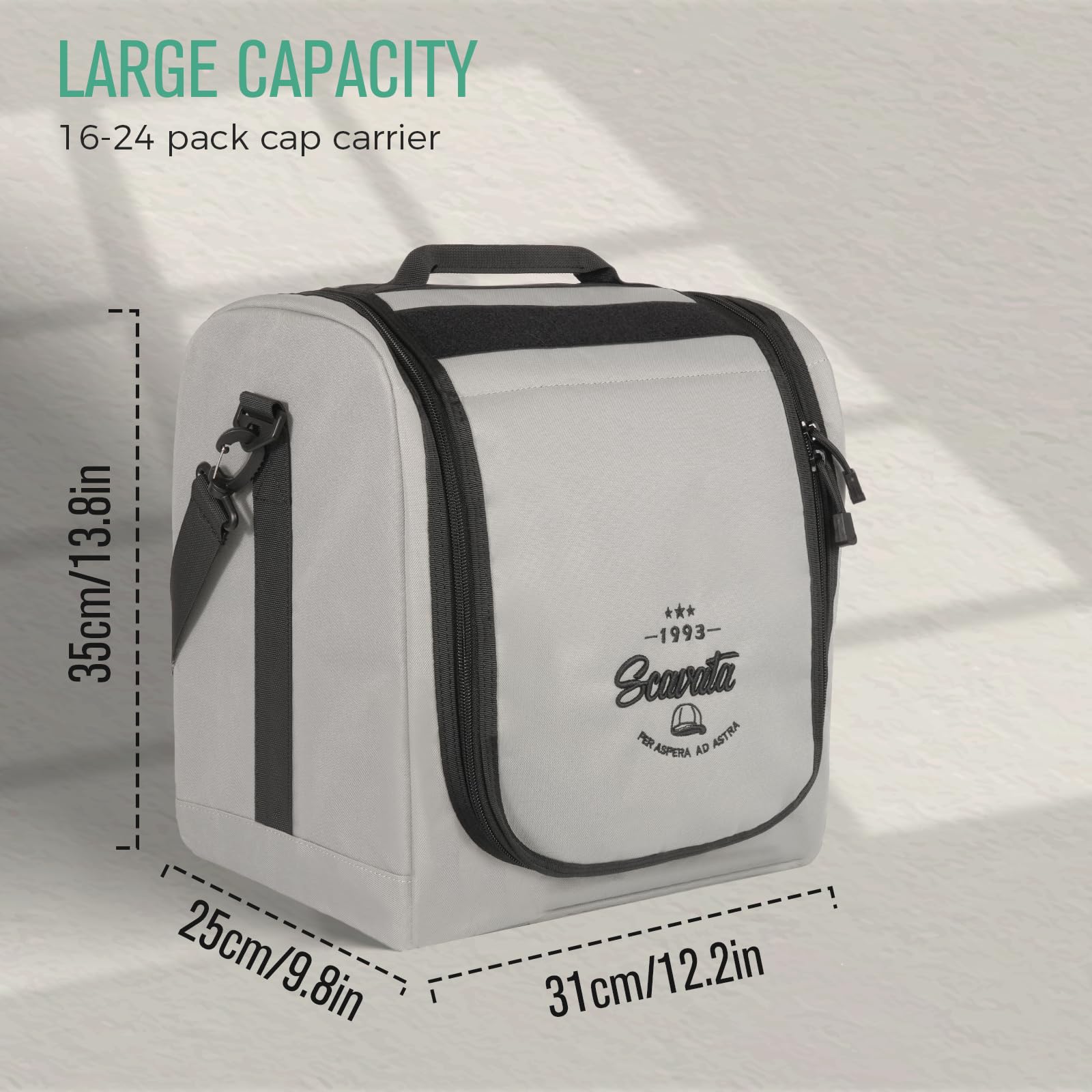 Scavata Large Hat Bag For Baseball Caps, Hat Organizer Bag For Traveling & Moving, Storing Snapback Cap, Portable Hat Carrier Ho