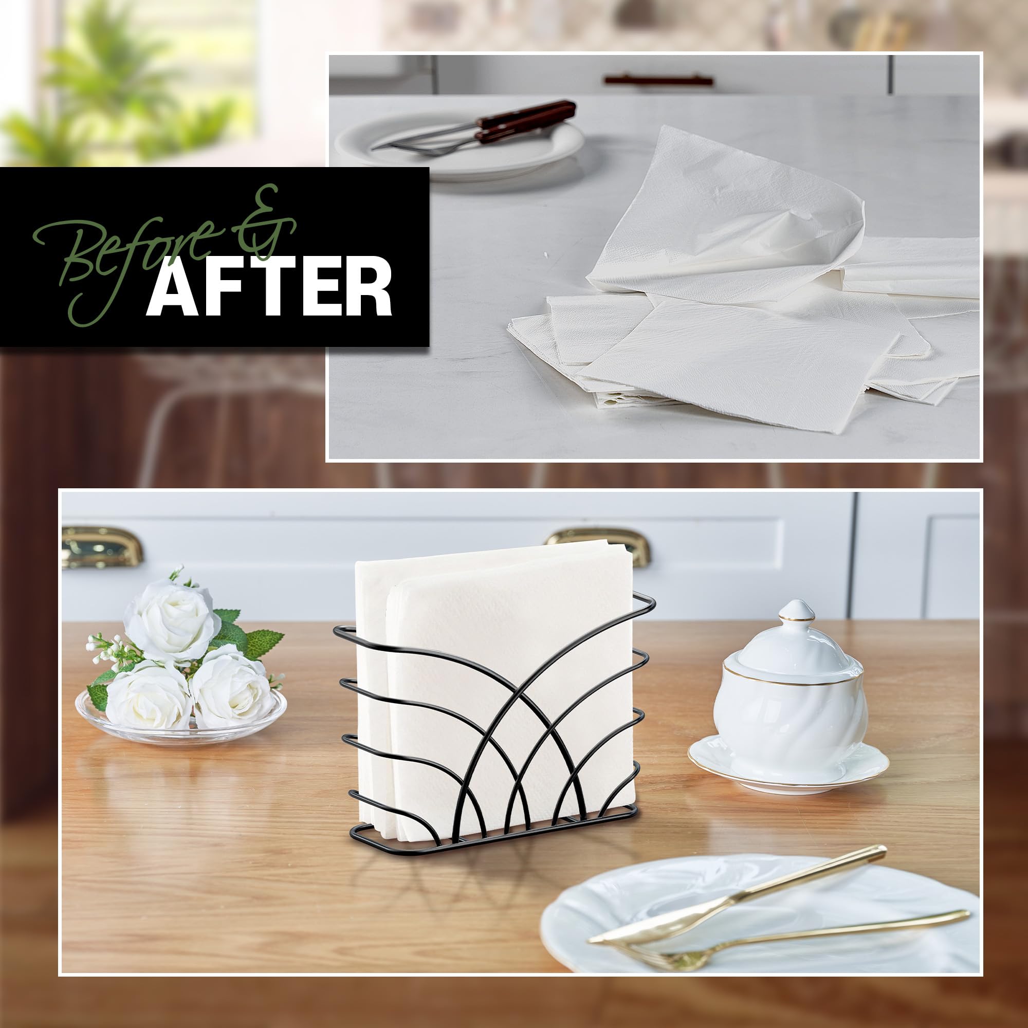 Levimetree Black Napkin Holder For Table Modern Dining Table D  Cor Napkin Holder For Kitchen Table Serviette Holder Tissue Disp