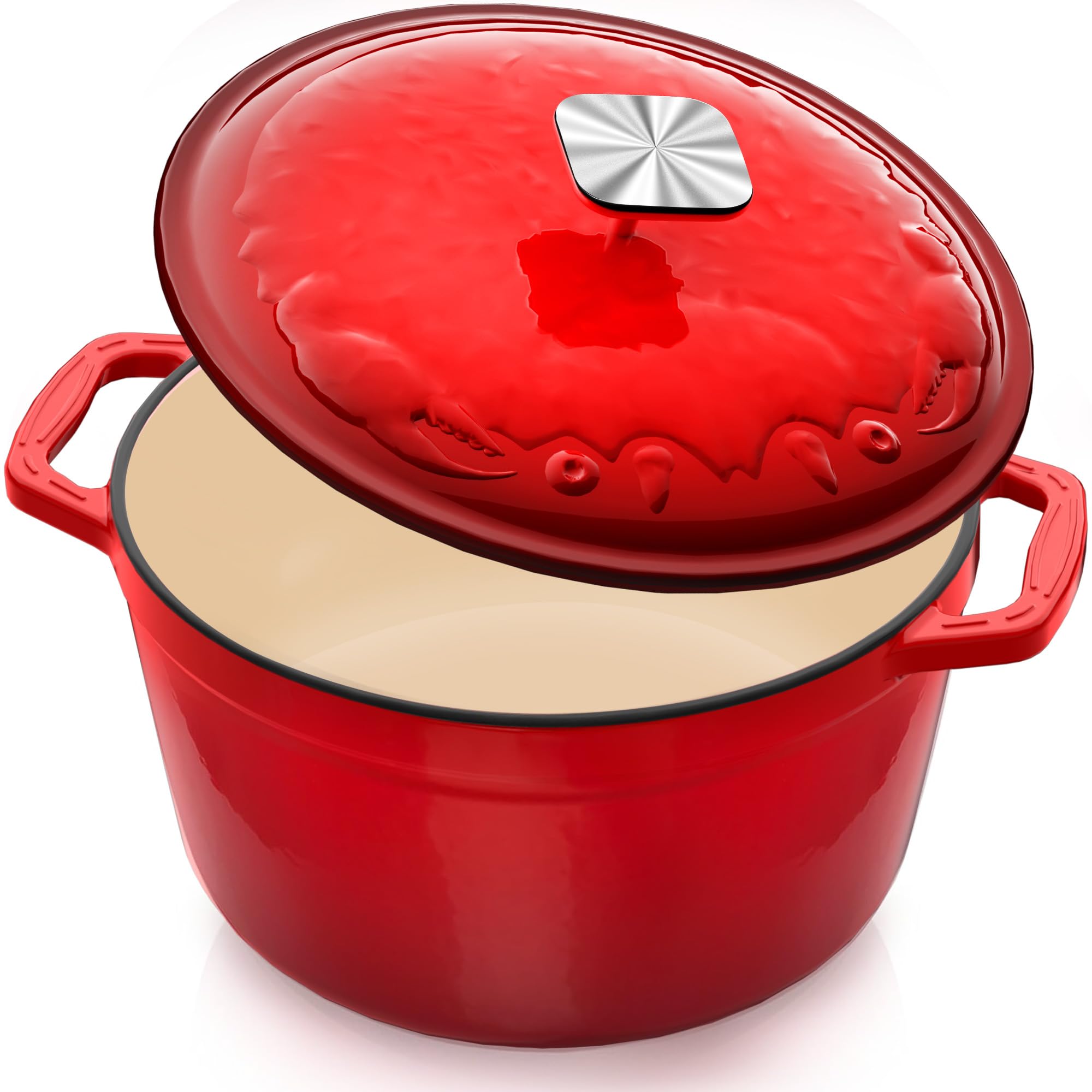 Dutch Oven Pot With Lid - Enameled Cast Iron Dutch Oven For Bread Baking, Heavy Duty Pot With Lid - Cookware For Braising, Stews