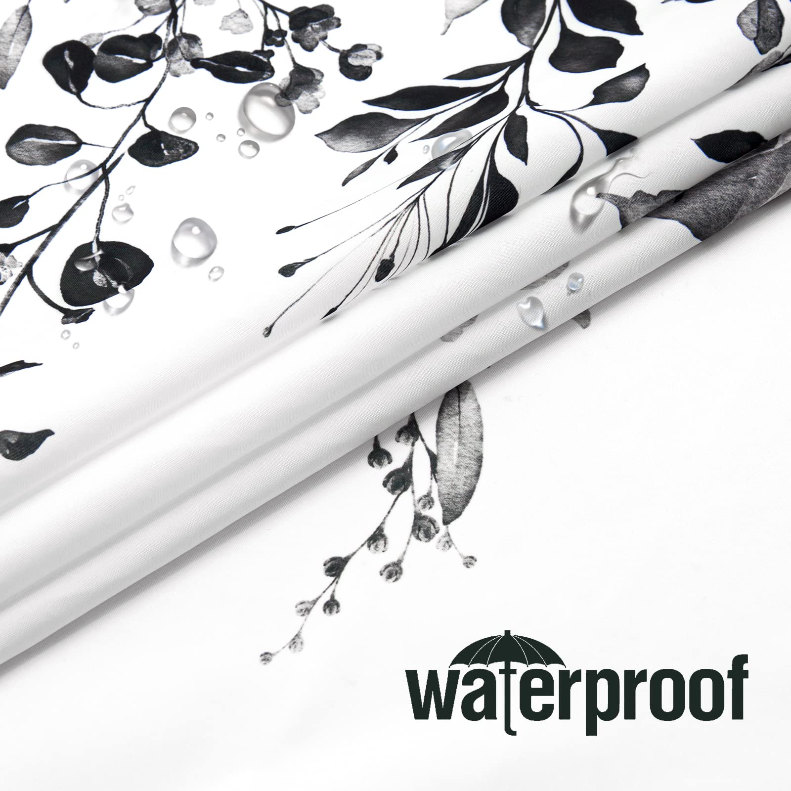 Gibelle Small Stall Shower Curtain 36 X 72, Narrow Black And White Floral Shower Curtain, Watercolor Plant Eucalyptus Leaves Fab