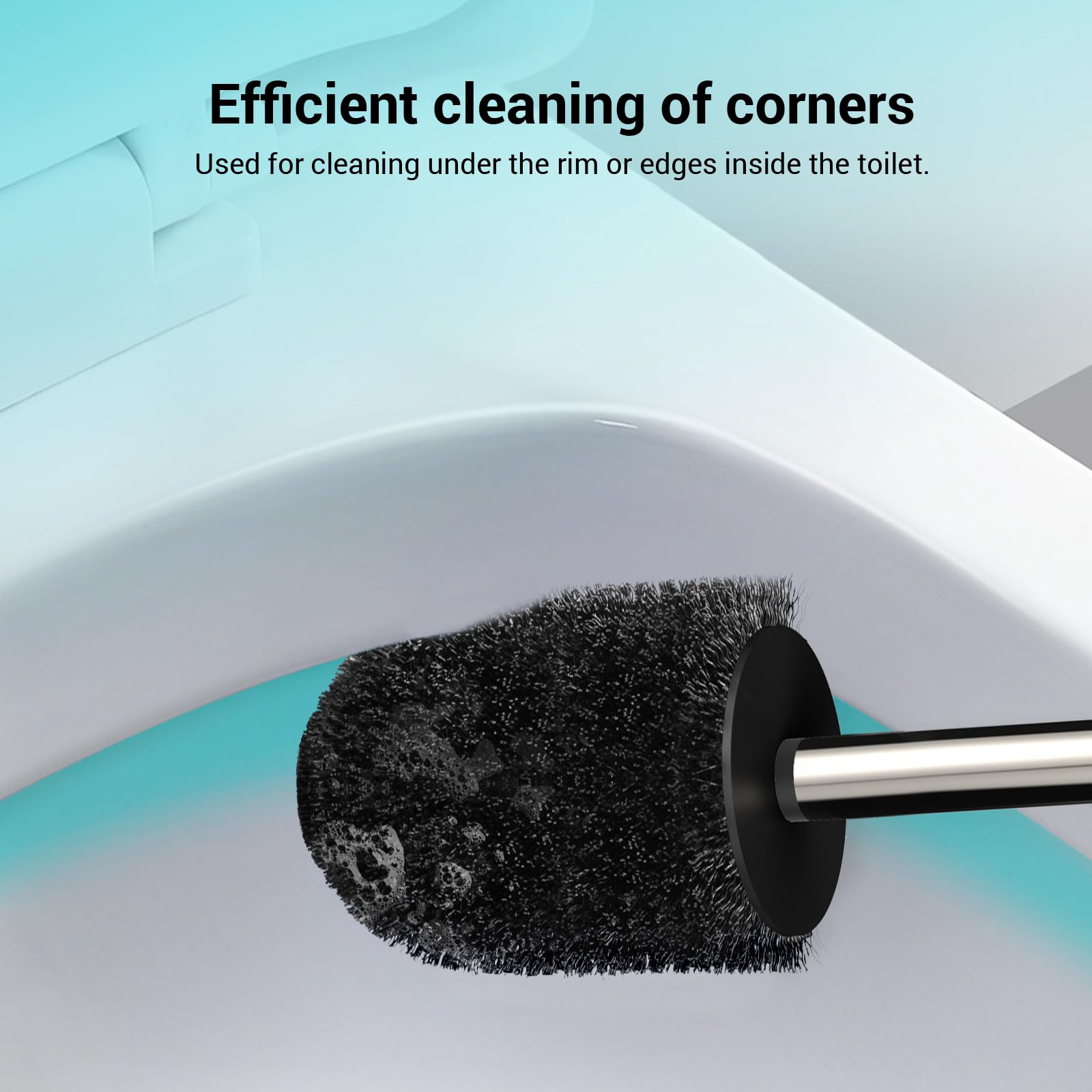 Toilet Brush, Compact Size Toilet Bowl Brush With Stainless Steel Handle, Small Size Plastic Holder Easy To Hide, Space Saving F