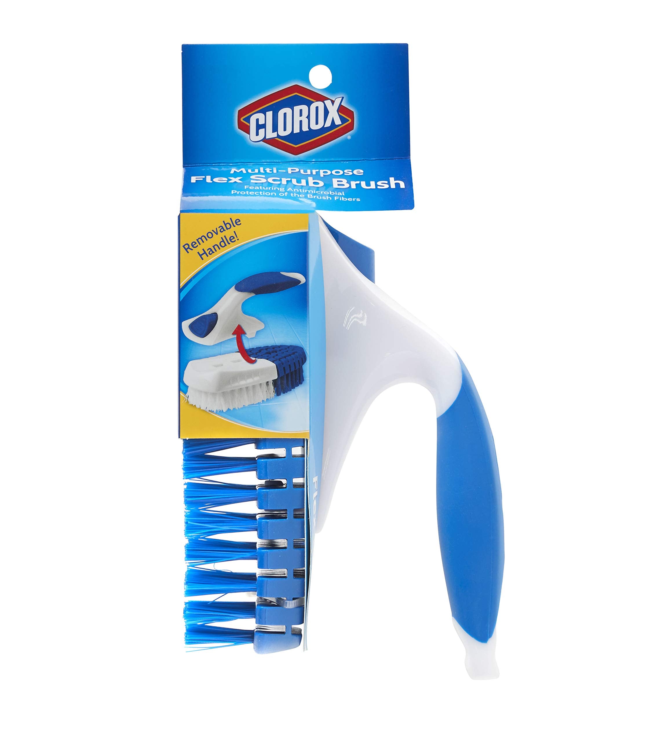 Clorox Multipurpose Flex Scrub Handheld Cleaning Brush With Removable Handle, Blue/White