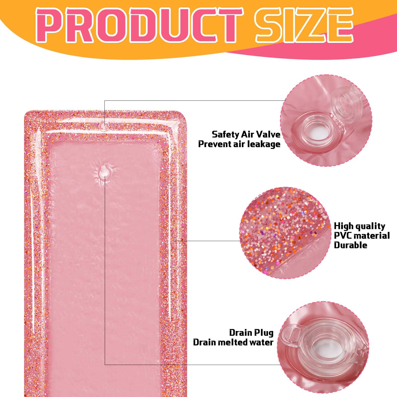 2 Pieces Inflatable Buffett Cooler Inflatable Food Cooler Buffet Inflatable Serving Bar Tray With Glittering Confetti For Servin