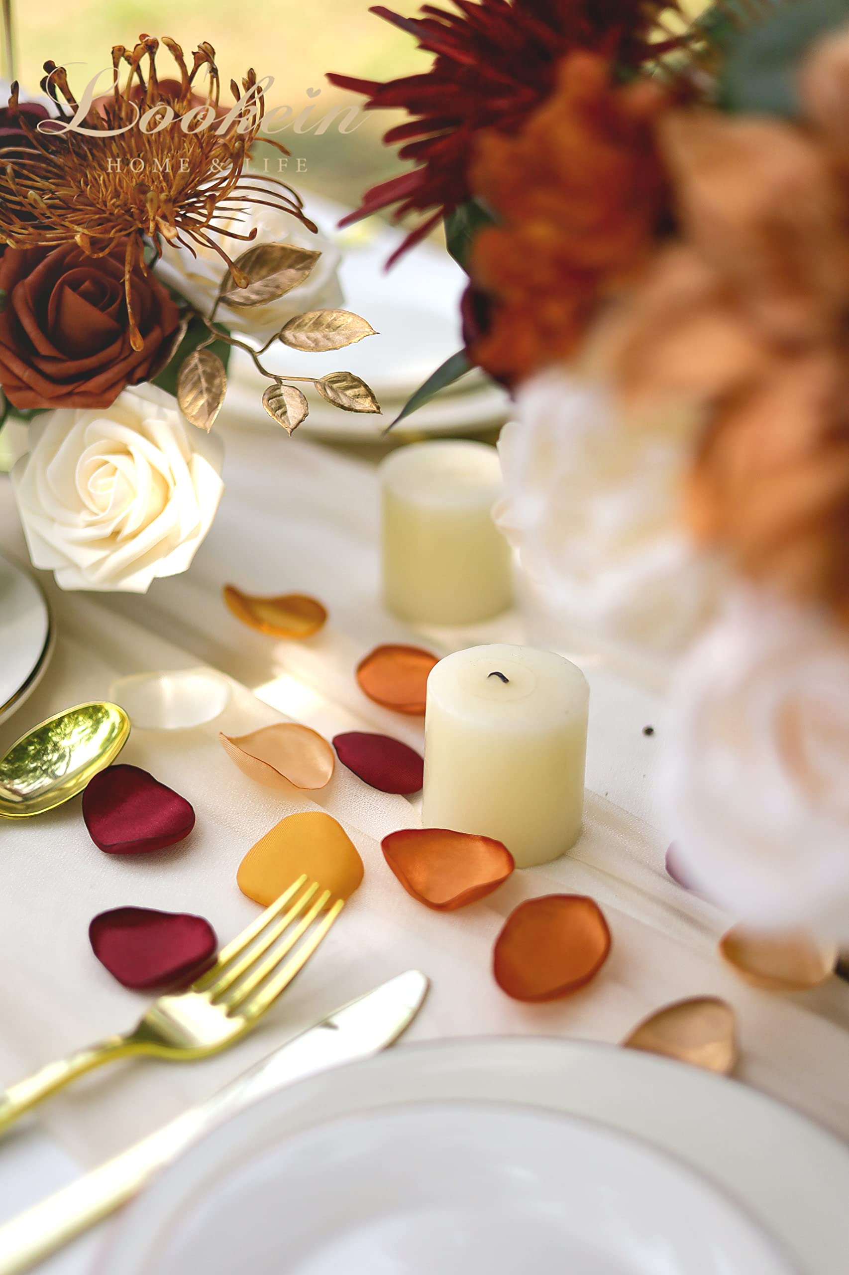 Lookein 300Pcs Terracotta Rose Petals Satin Flower Petals For Wedding Flower Girl Basket Table Centerpieces Aisle Runner Party C