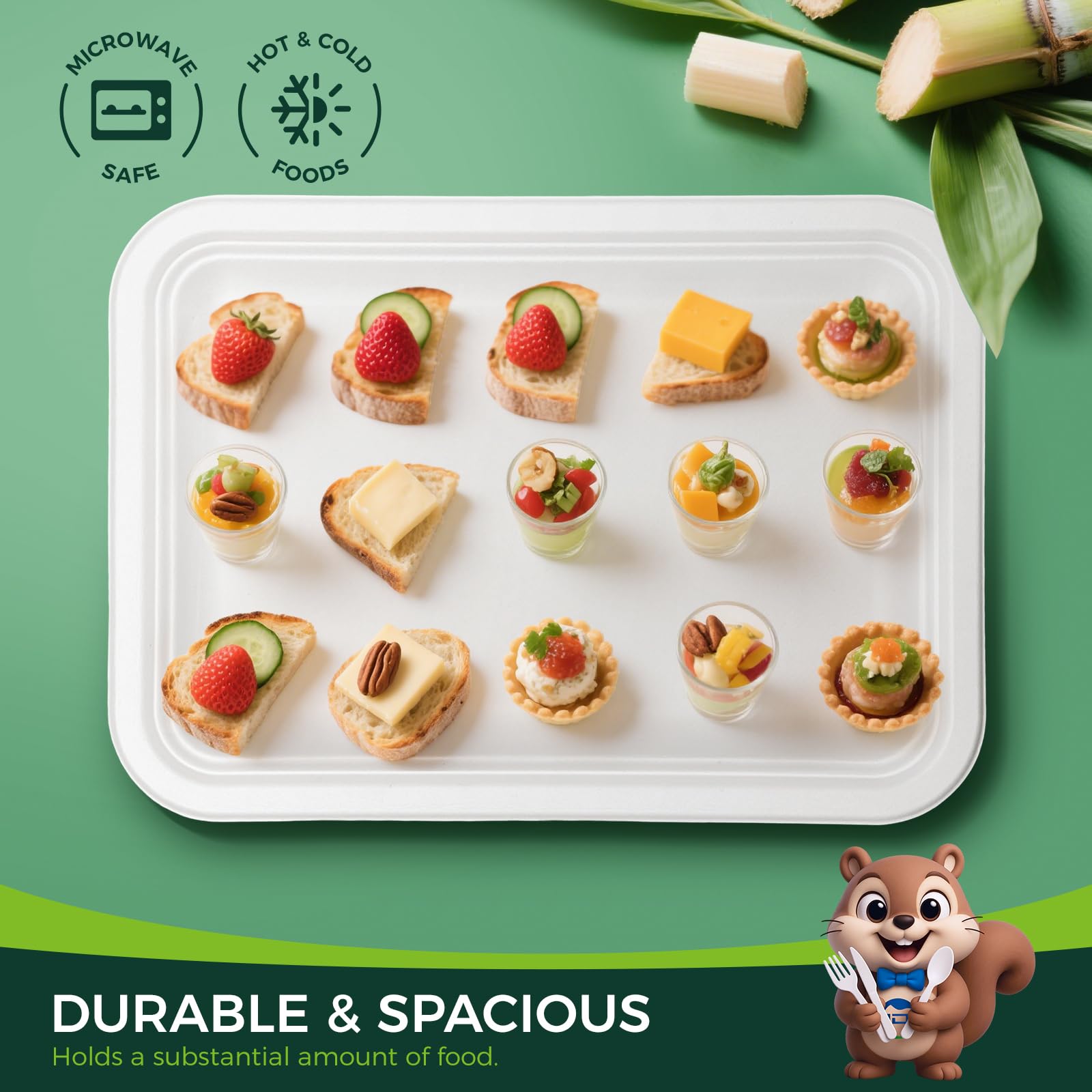 hooray mida 100 Pack 14 Inch Disposable Compostable Food Trays, Heavy-Duty White Paper Plates for Crawfish Boil, Lobster, Thanks